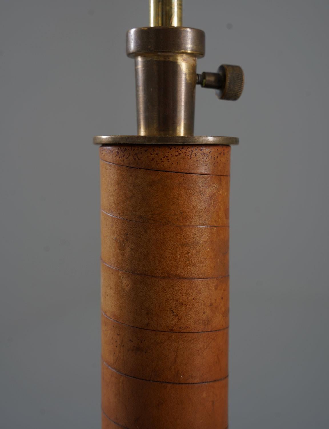 Swedish Modern Brass and Leather Floor Lamp 1