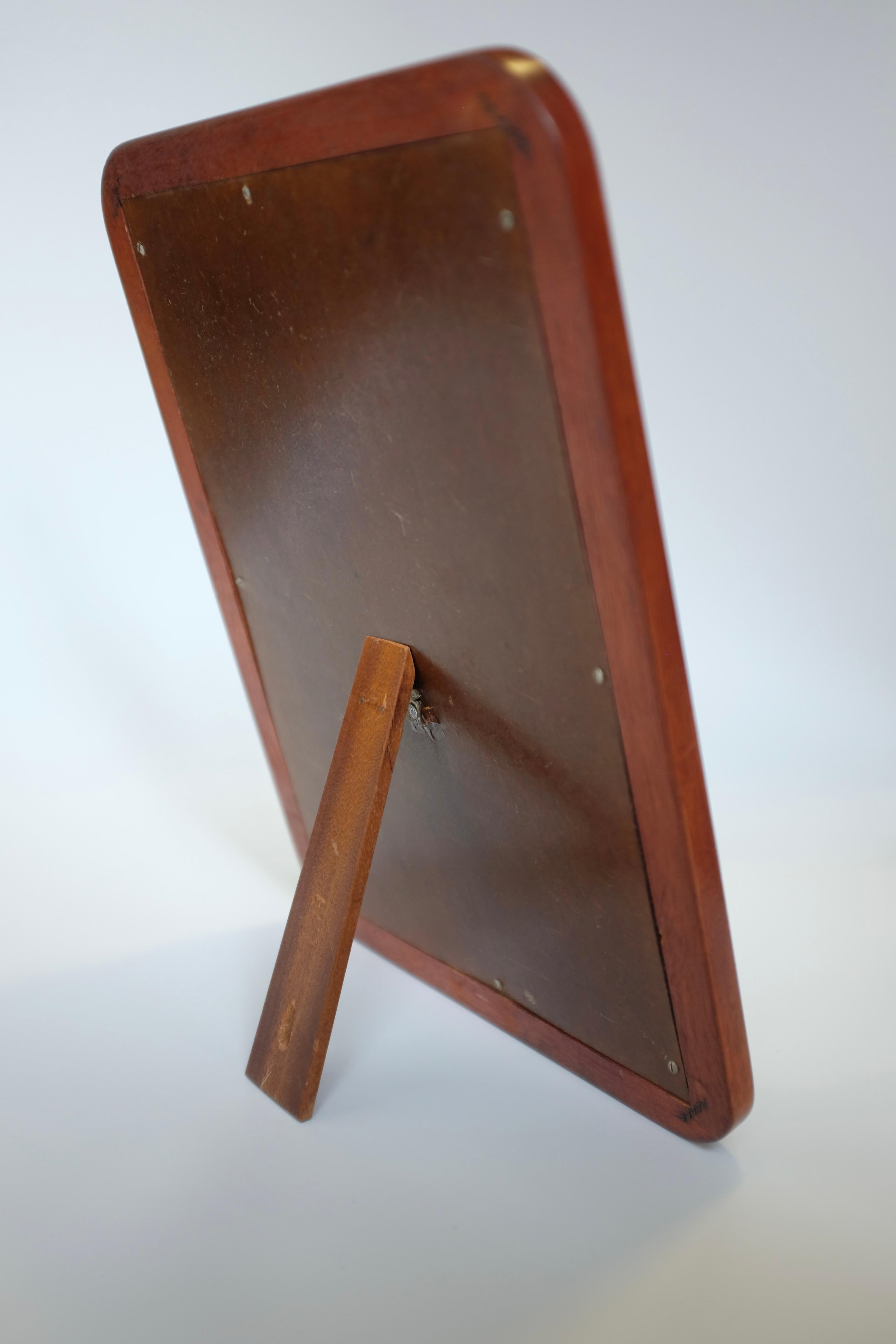 Mid-20th Century Swedish Modern Brass and Mahogany Mirror For Sale