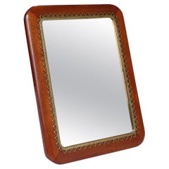 Swedish Modern Brass and Mahogany Mirror