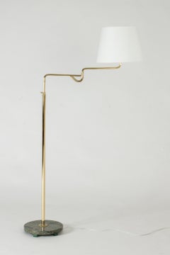 Swedish Modern Brass and Marble Floor Lamp