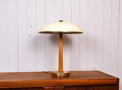 Lampe de table moderne suédoise en laiton et Oak par Erik Tidstrand pour Nordiska Kompaniet