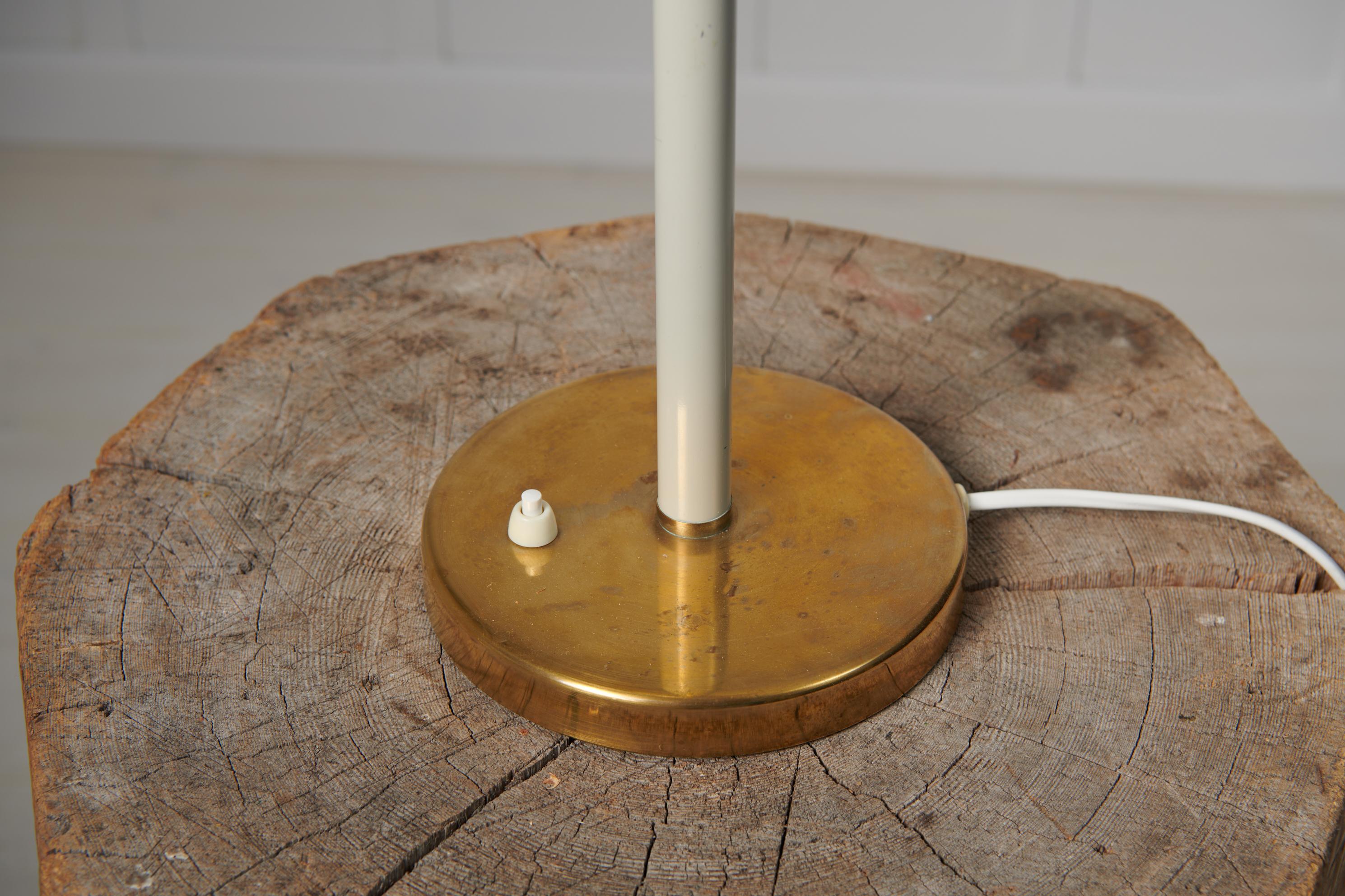 Swedish Modern Brass and Opaline Glass Table Light, Likely Böhlmarks For Sale 2