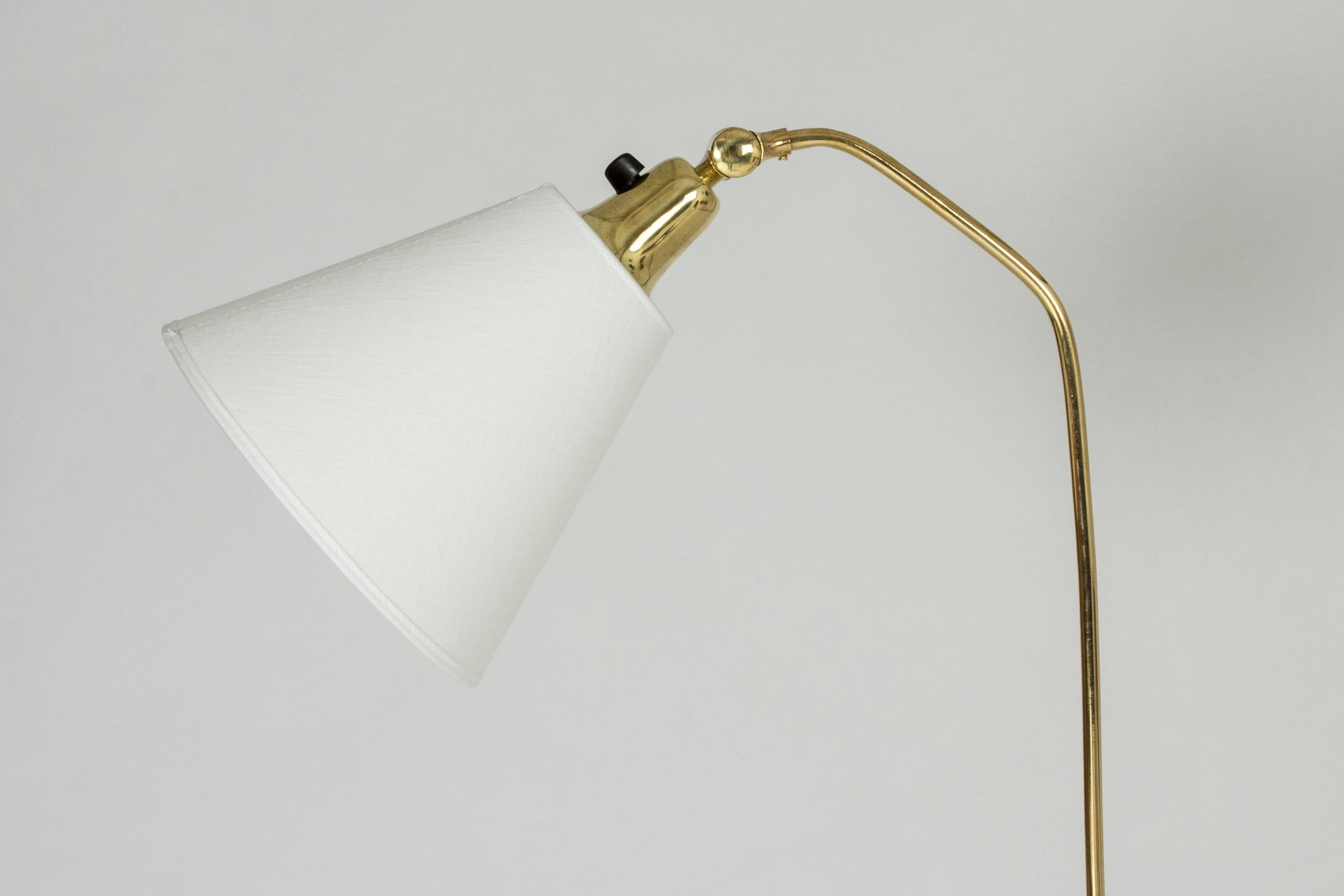 Scandinavian Modern Swedish Modern Brass and Wood Floor Lamp from Uppsala Armatur For Sale