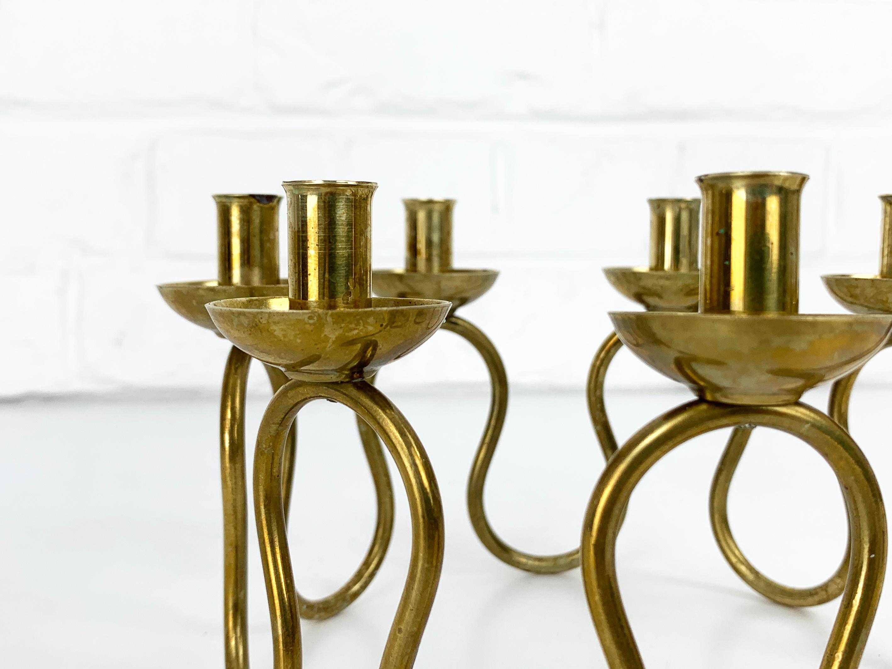 20th Century Swedish Modern Brass Candelabra by Lars Holmström for Svenskt Tenn, 1950 For Sale