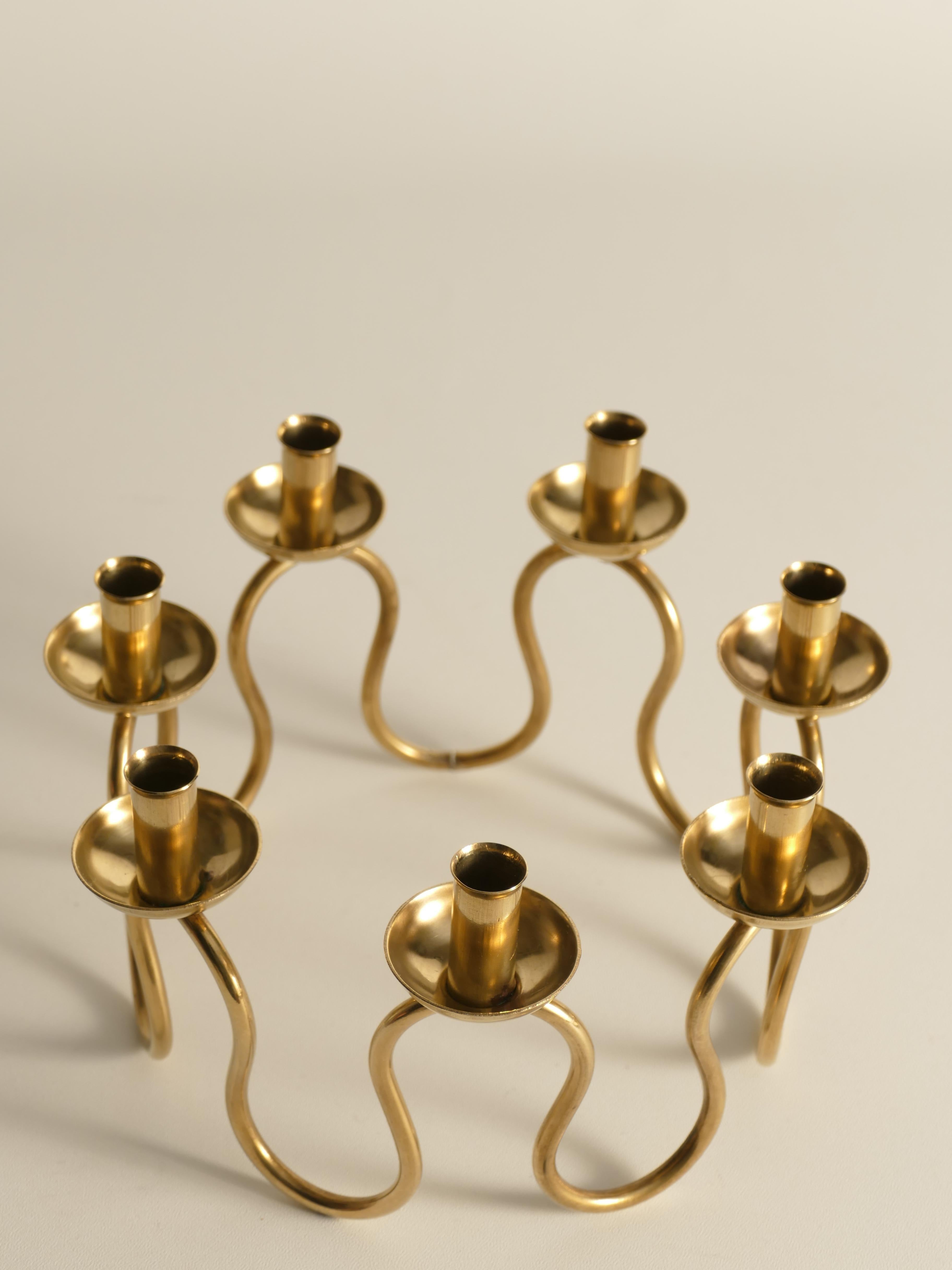 Swedish Modern Brass Candelabra by Lars Holmström for Svenskt Tenn, Sweden 1950 For Sale 6