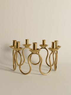 Swedish Modern Brass Candelabra by Lars Holmström for Svenskt Tenn, Sweden 1950