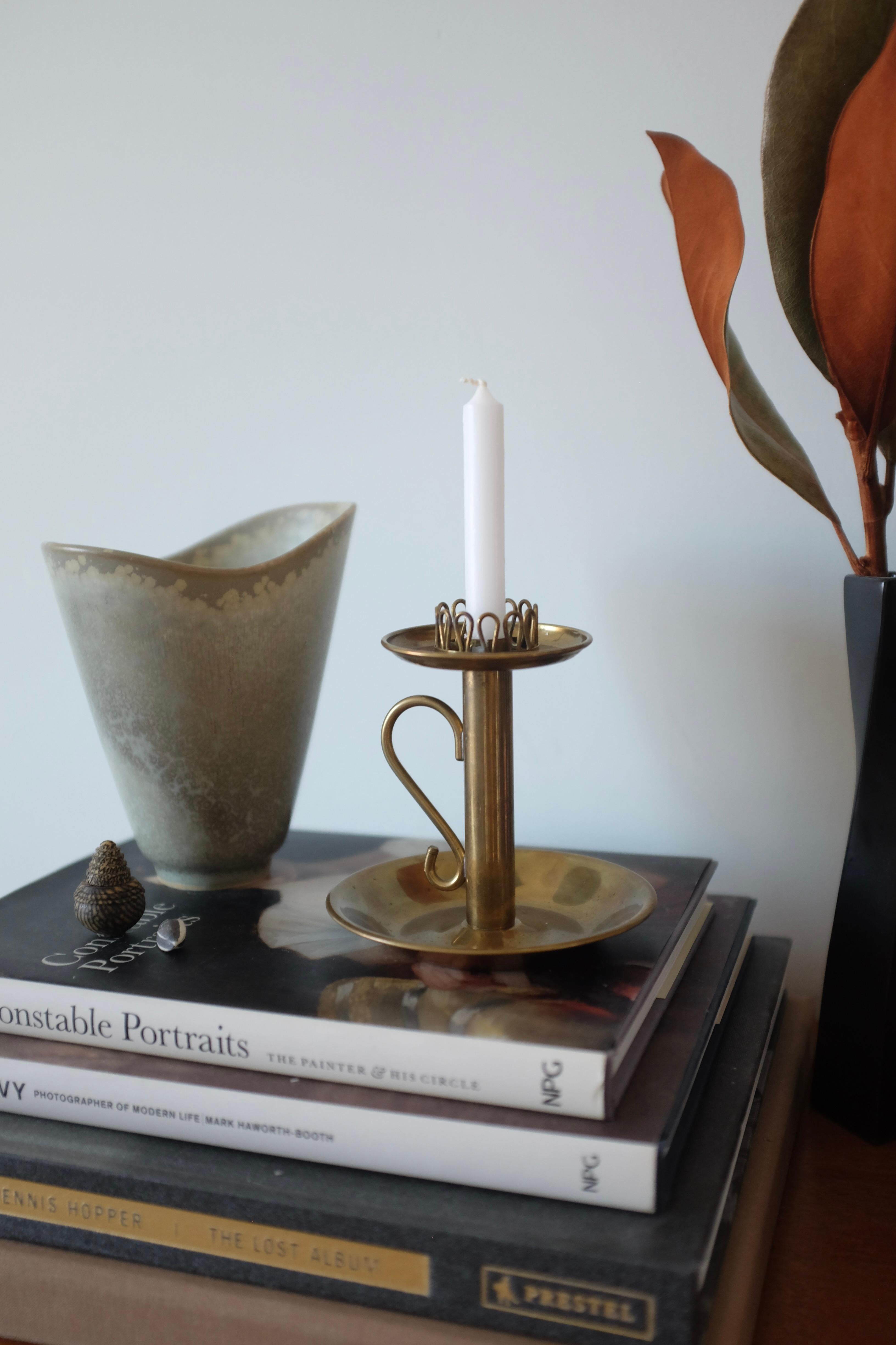 Mid-20th Century Swedish Modern Brass Candle holder