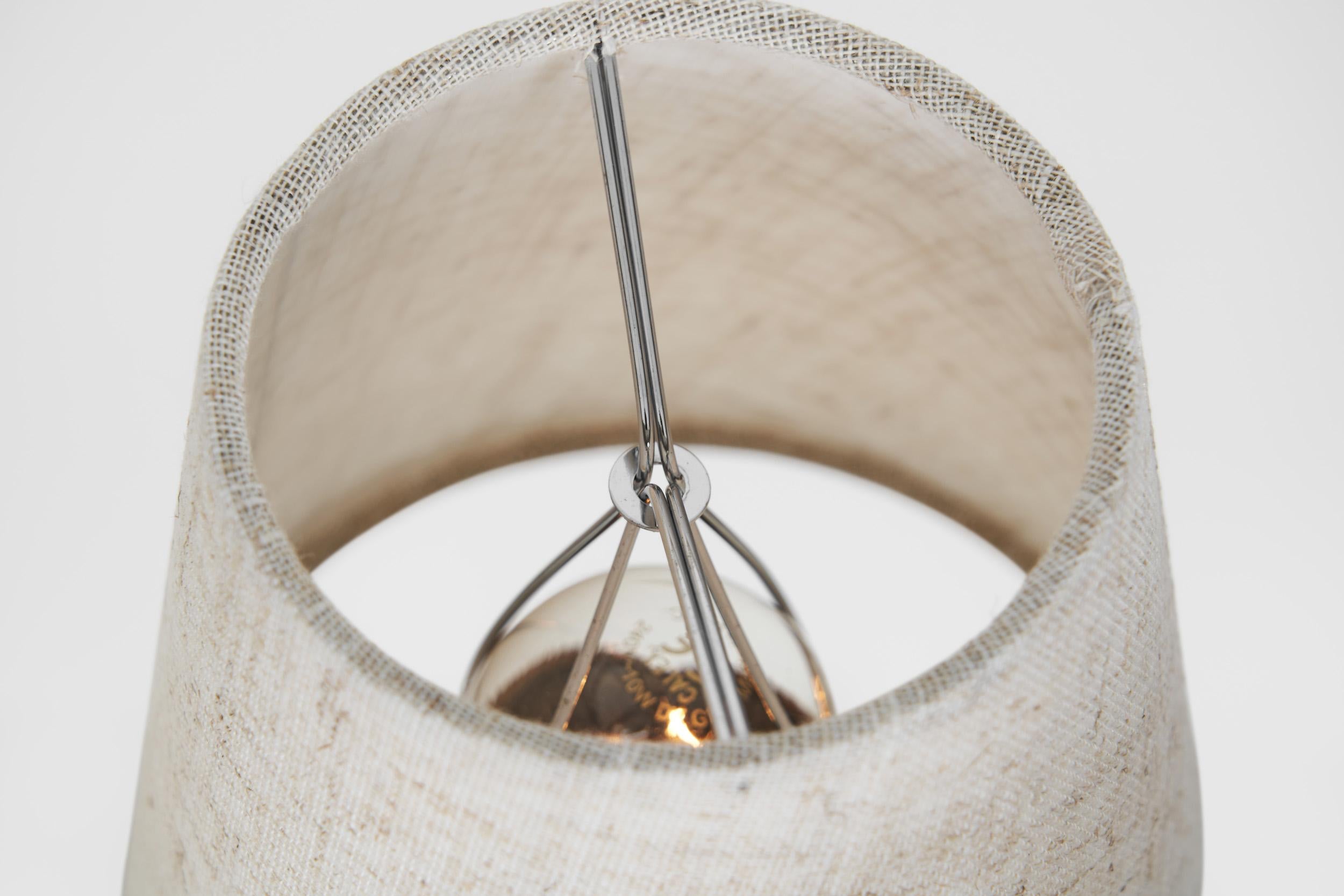 Swedish Modern Brass Ceiling Light with Fabric Shades, Sweden Mid-20th Century For Sale 14