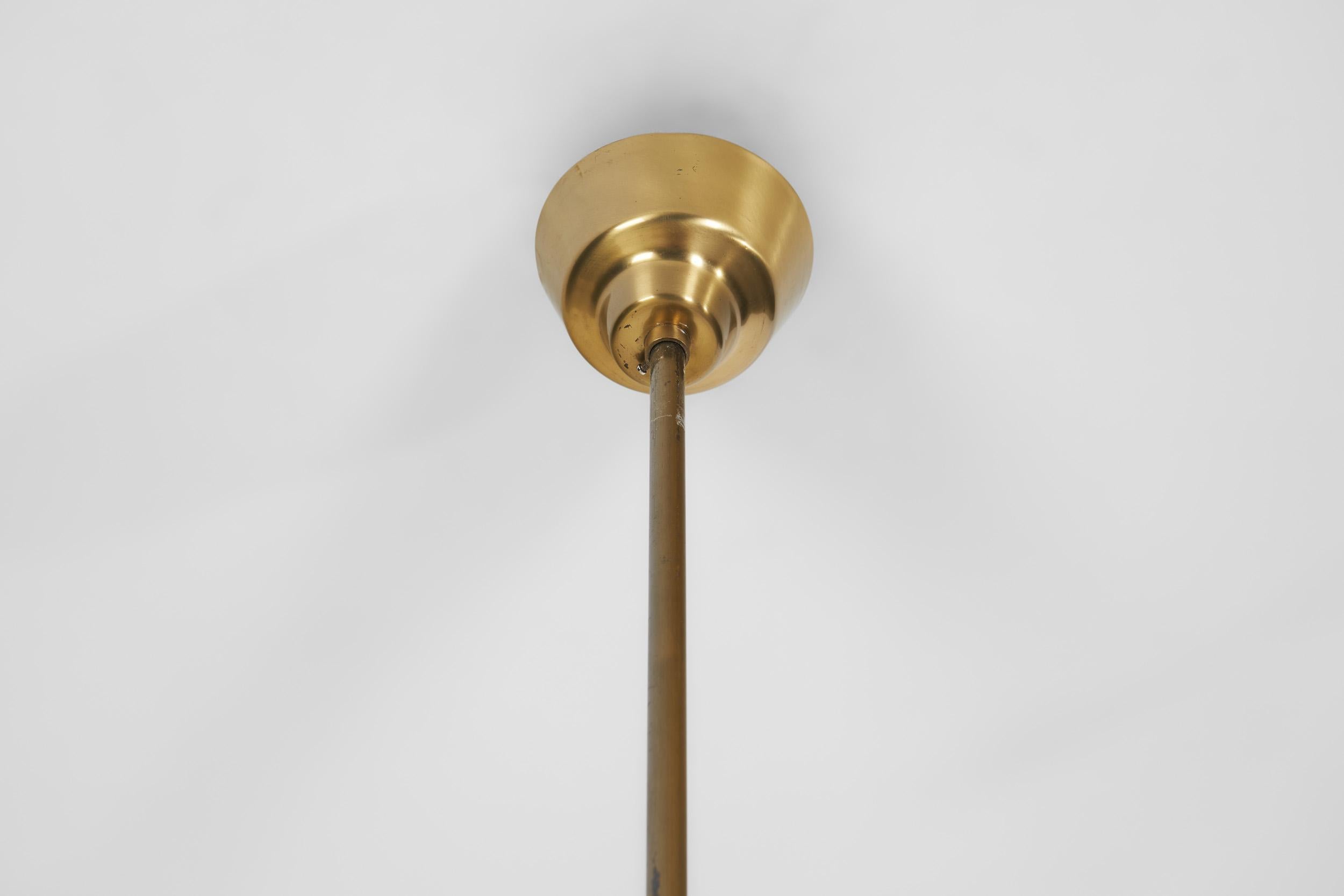 Swedish Modern Brass Ceiling Light with Fabric Shades, Sweden Mid-20th Century For Sale 4