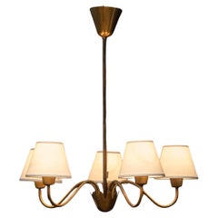 Swedish Modern Brass Chandelier