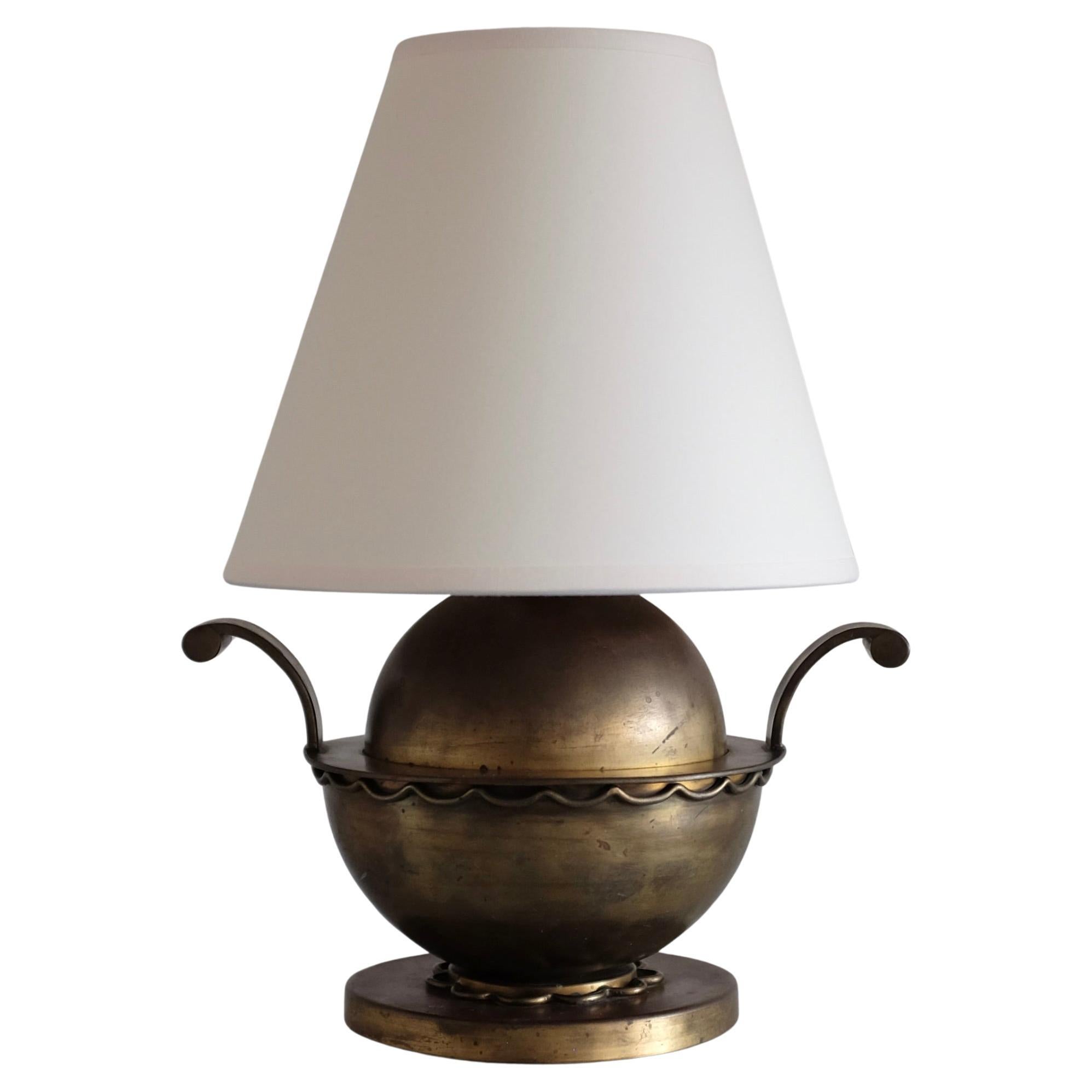 Swedish Modern Brass filigree Side Lamp