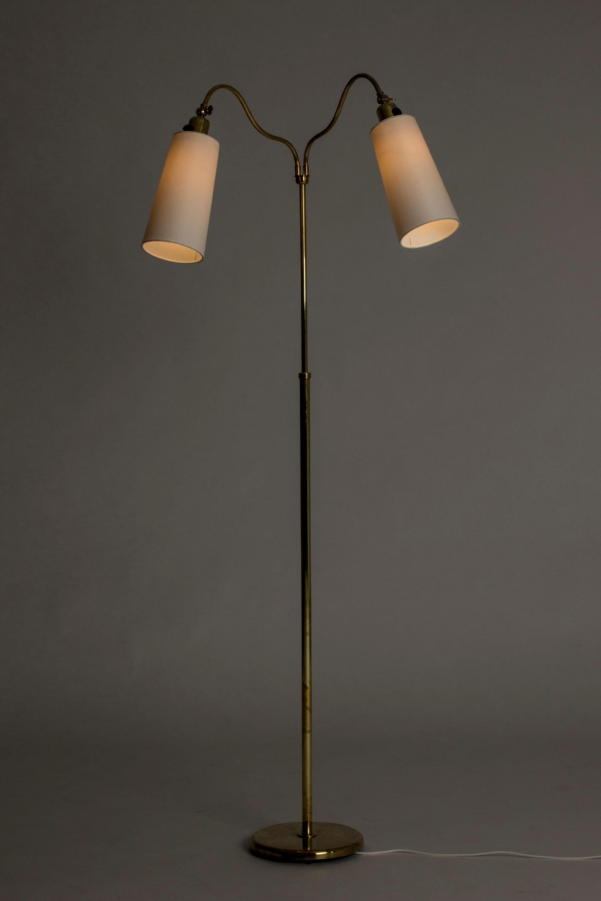 Mid-20th Century Swedish Modern Brass Floor Lamp For Sale
