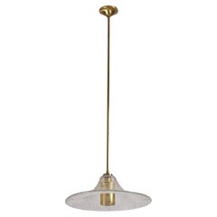 Swedish Modern Brass & Glass Ceiling Lamp, 1950s
