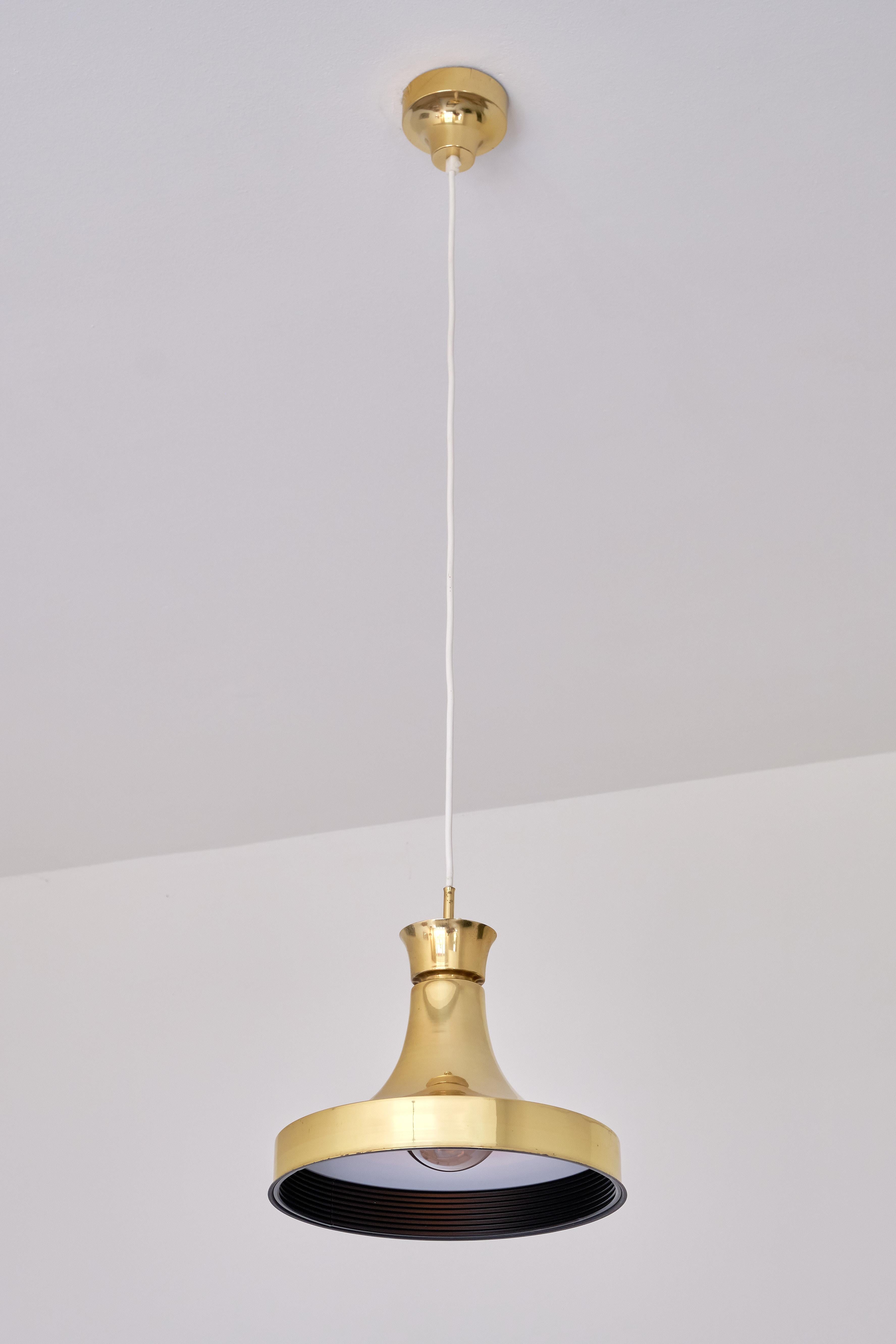 Swedish Modern Brass Pendant Light by Fagerhults Belysning, Sweden, 1960s In Good Condition For Sale In The Hague, NL