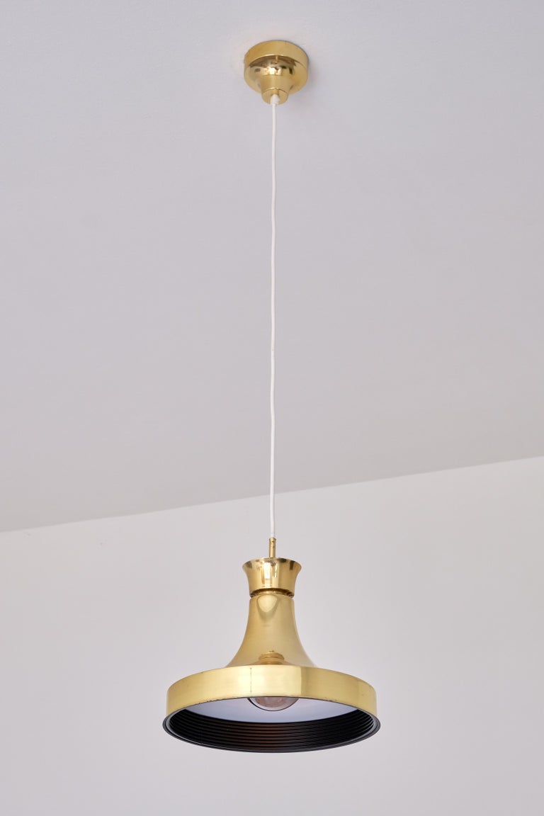 Mid-20th Century Swedish Modern Brass Pendant Light by Fagerhults Belysning, Sweden,1960s For Sale
