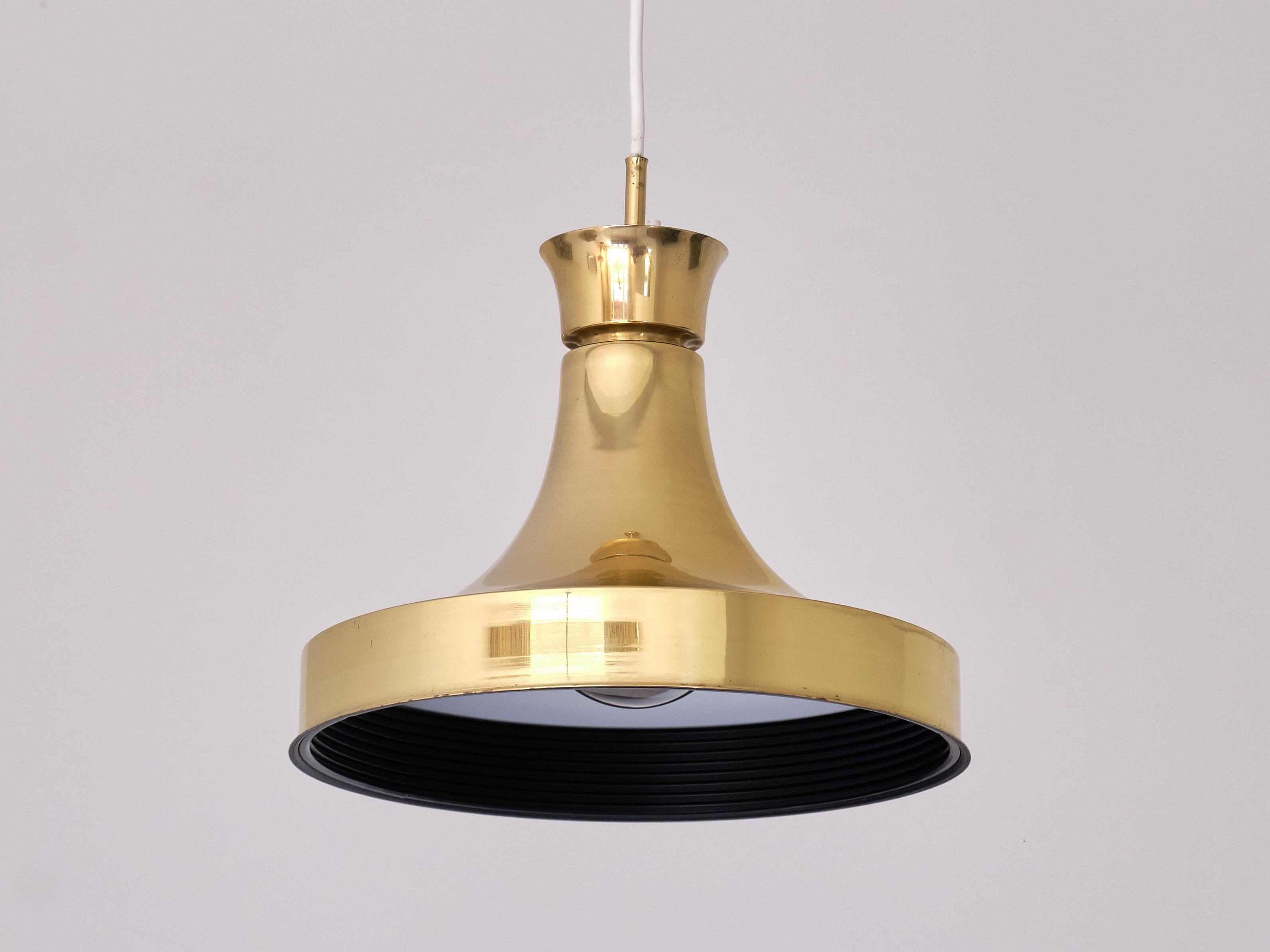 Mid-20th Century Swedish Modern Brass Pendant Light by Fagerhults Belysning, Sweden, 1960s For Sale