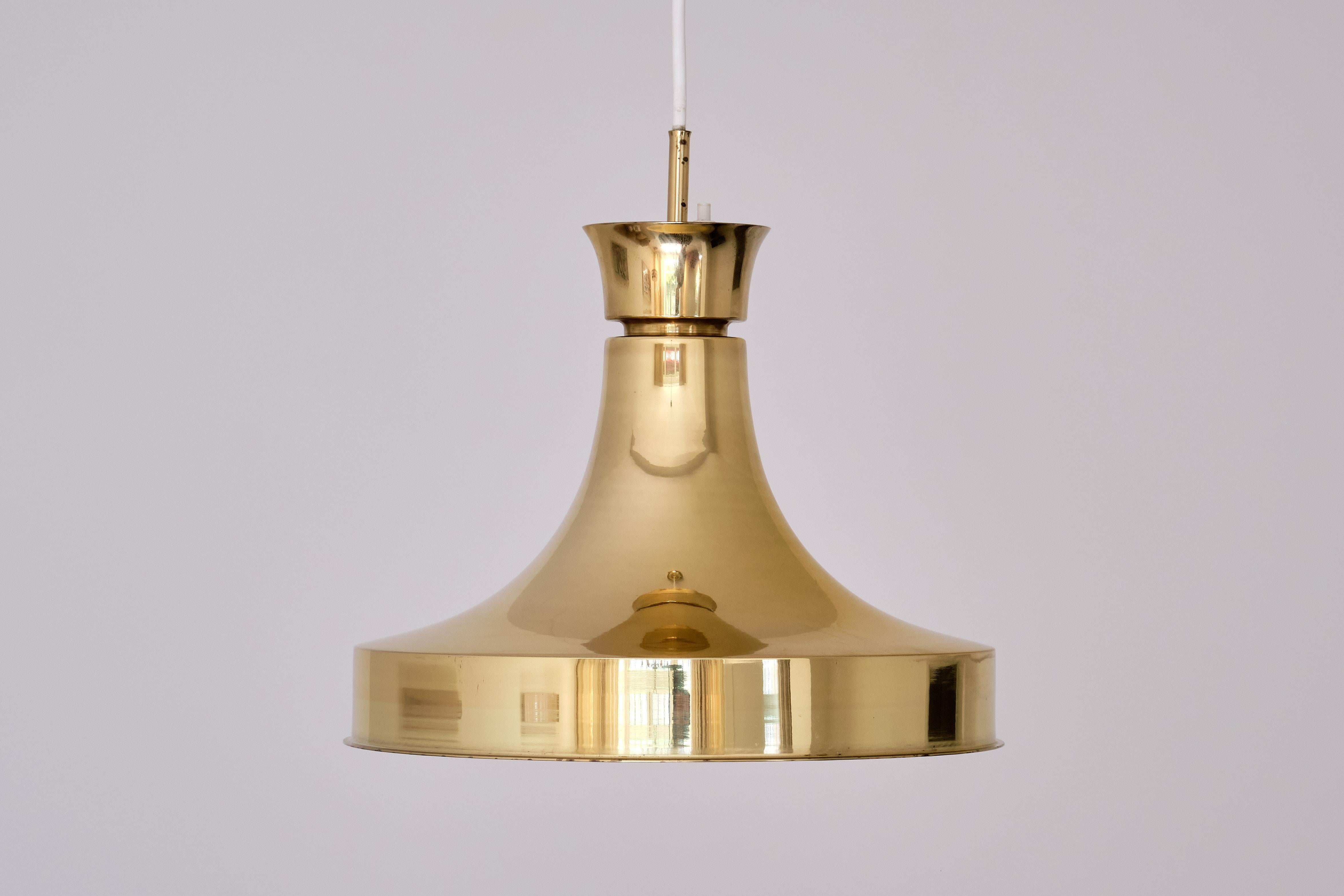 Swedish Modern Brass Pendant Light by Fagerhults Belysning, Sweden, 1960s For Sale 3