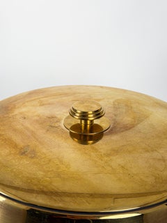 Swedish Modern Brass Table Lamp with Leather Column by Karl Borén, 1940s