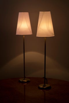 Swedish modern brass table lamps by Harald Elof Notini, Böhlmarks 1950s