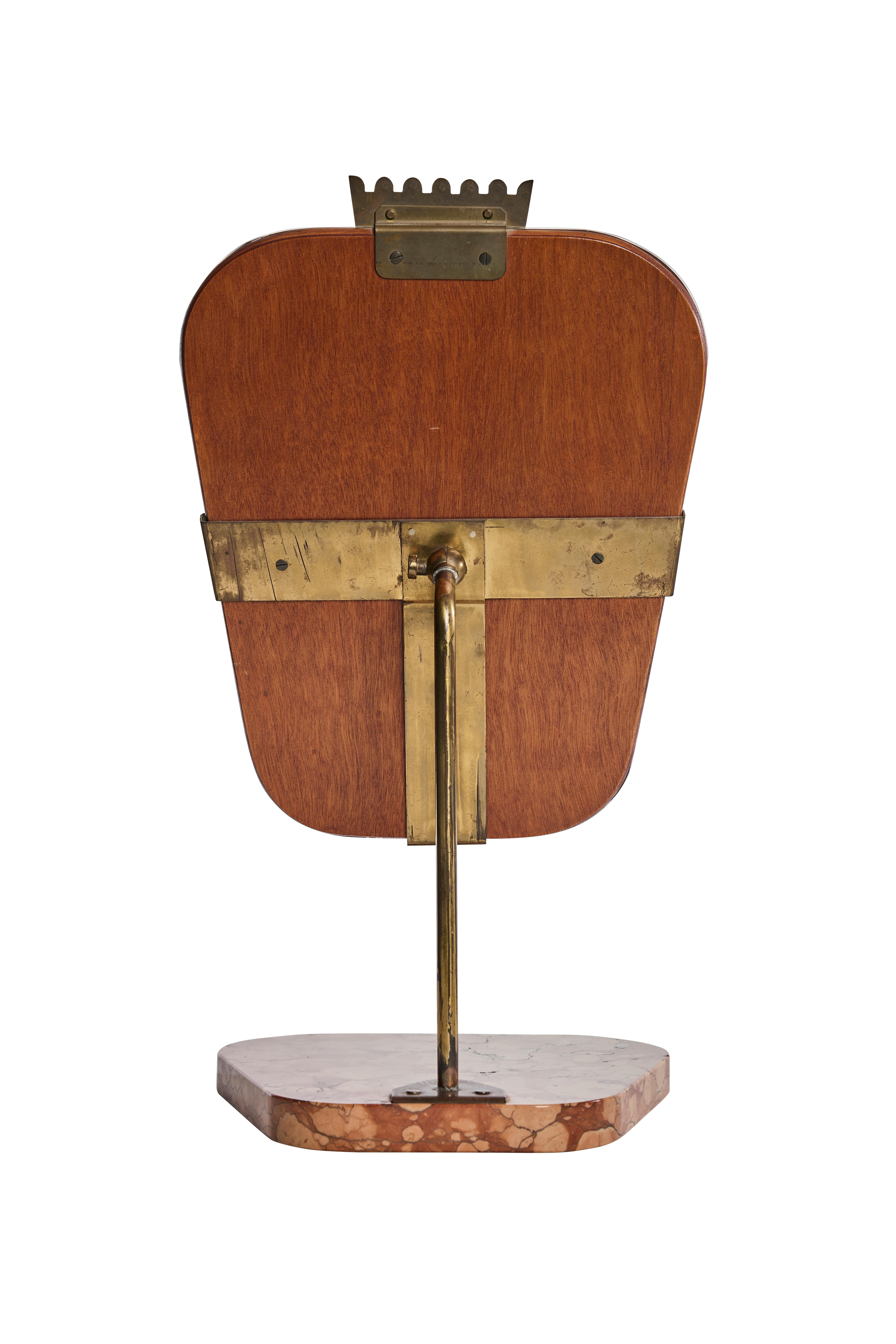 Scandinavian Modern Swedish Modern Brass Table Mirror on Marble Base, 1940s For Sale