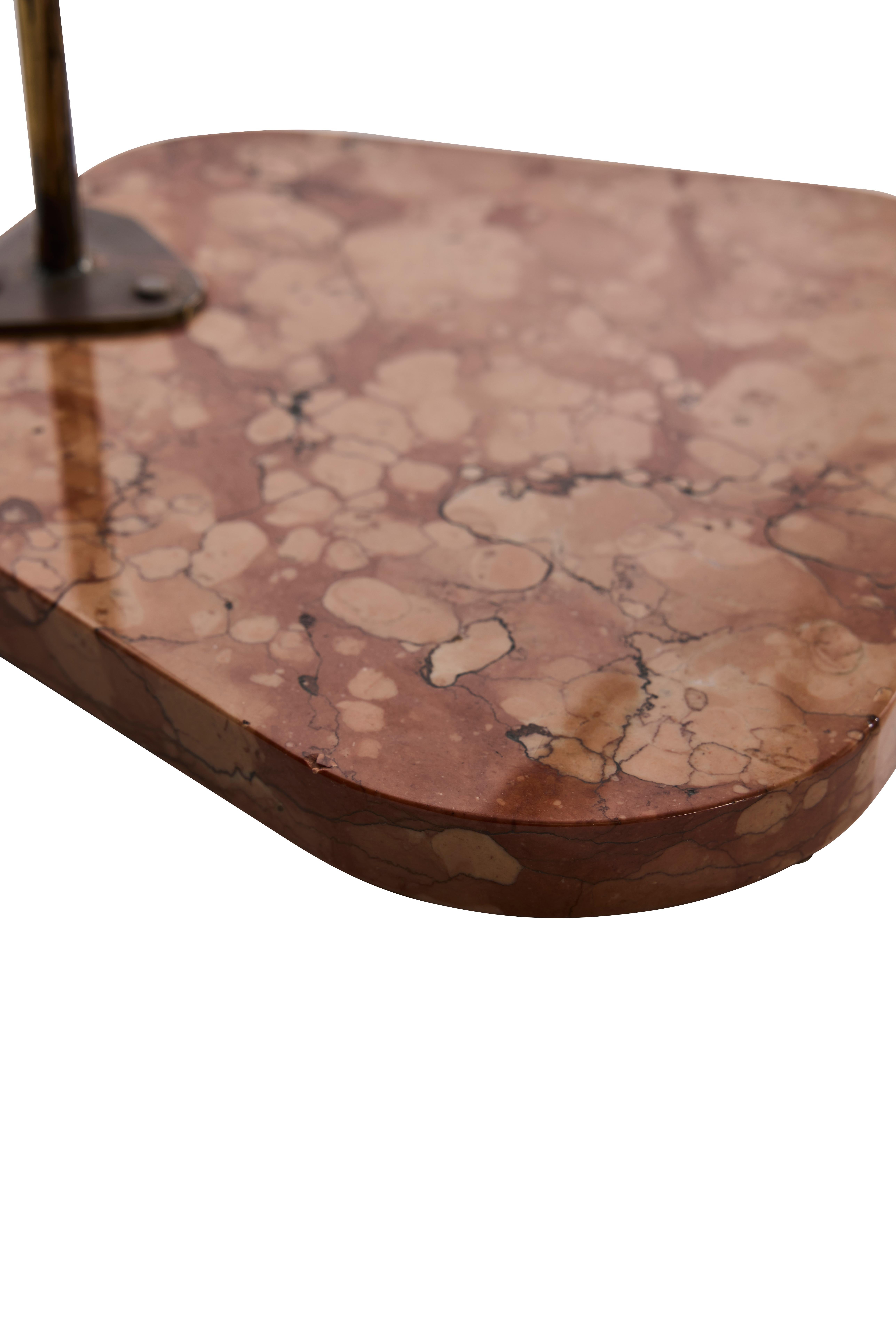 Swedish Modern Brass Table Mirror on Marble Base, 1940s In Good Condition For Sale In Göteborg, SE