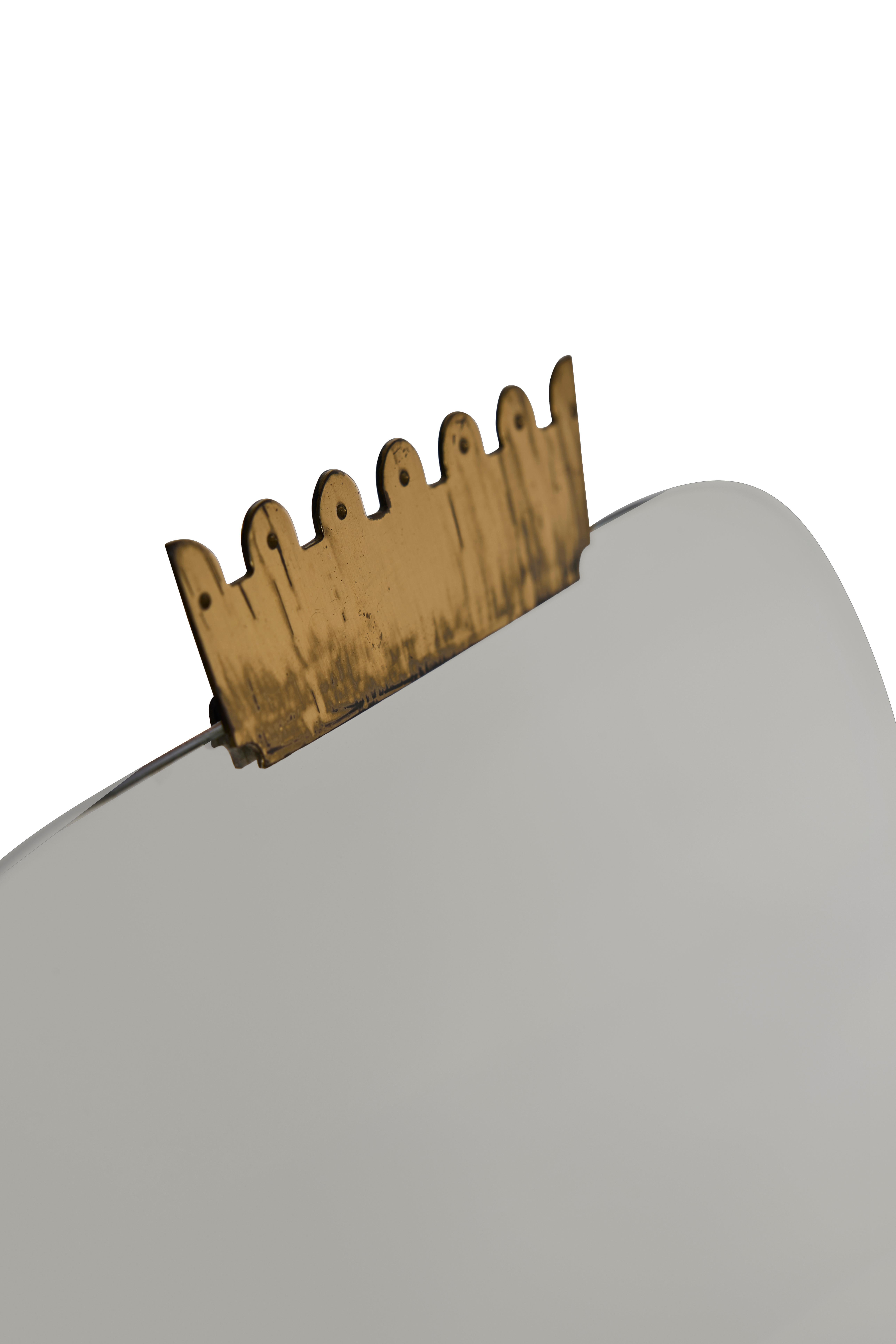 Mid-20th Century Swedish Modern Brass Table Mirror on Marble Base, 1940s For Sale