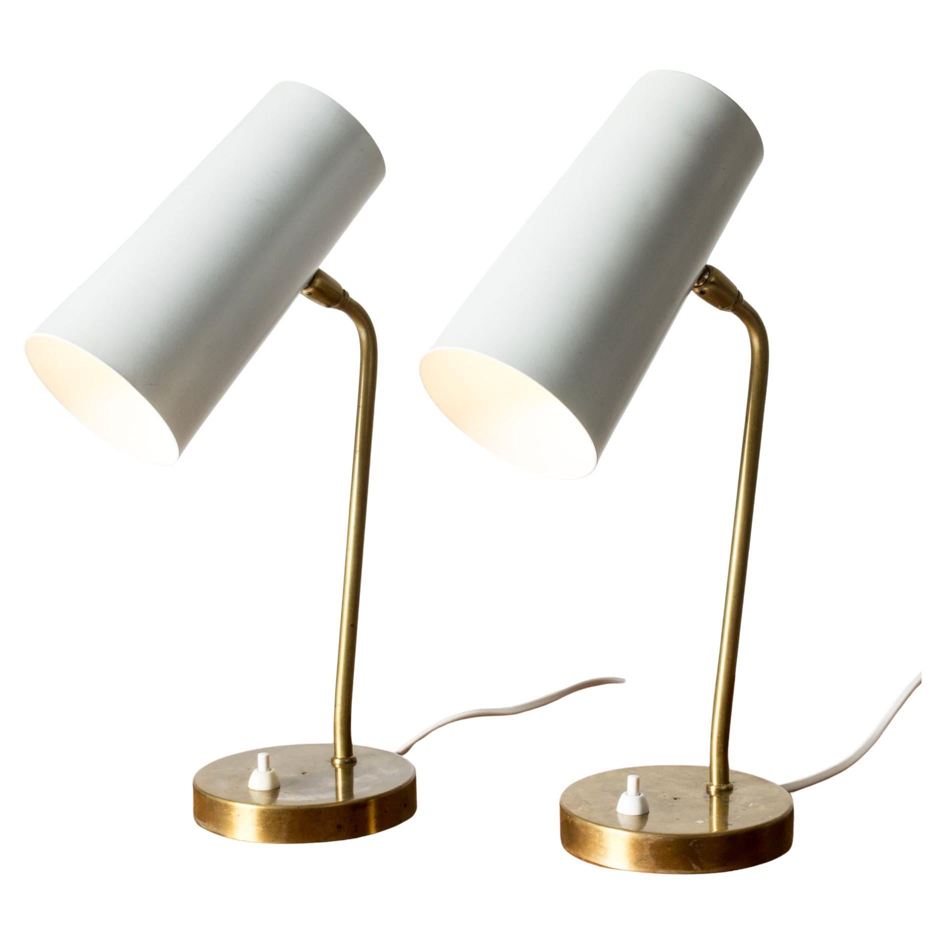 Swedish Modern Brass Table or Desk Lamps from Böhlmarks, Sweden, 1950s