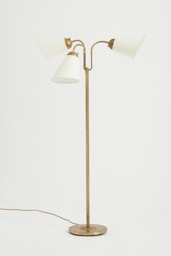 Swedish Modern Brass Three-Arm Floor Lamp
