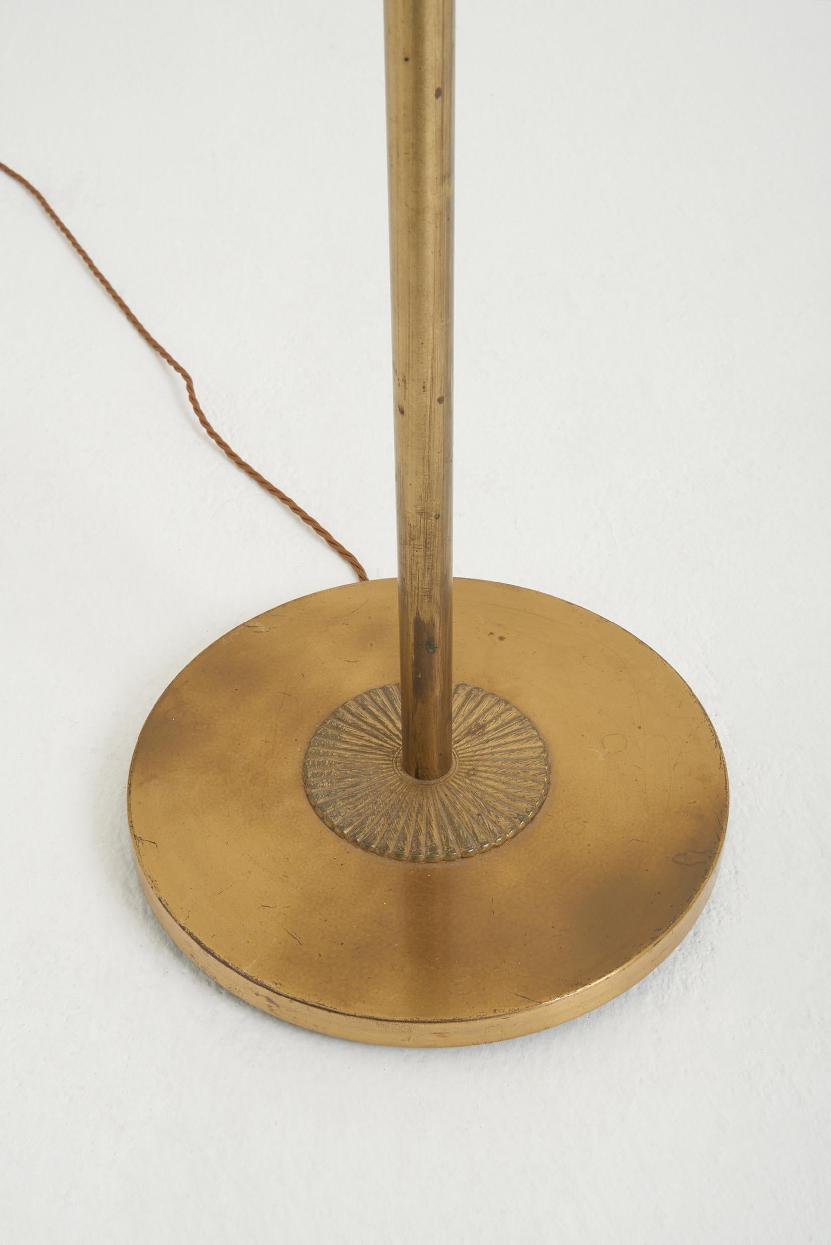 Swedish Modern Brass Three-Arm Floor Lamp In Good Condition In London, GB