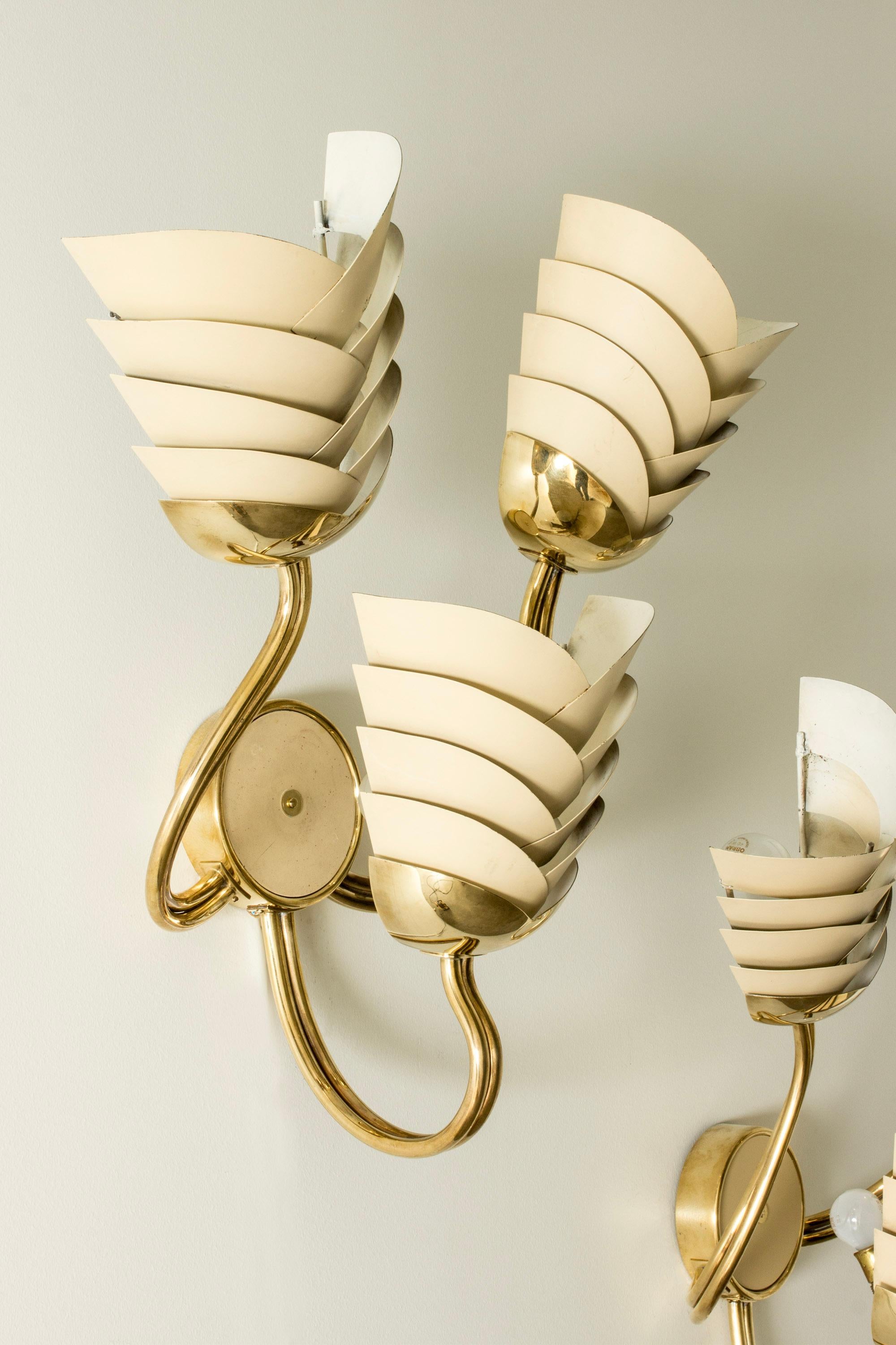 Swedish Modern Brass Wall lights, Sweden, 1940s In Good Condition For Sale In Stockholm, SE