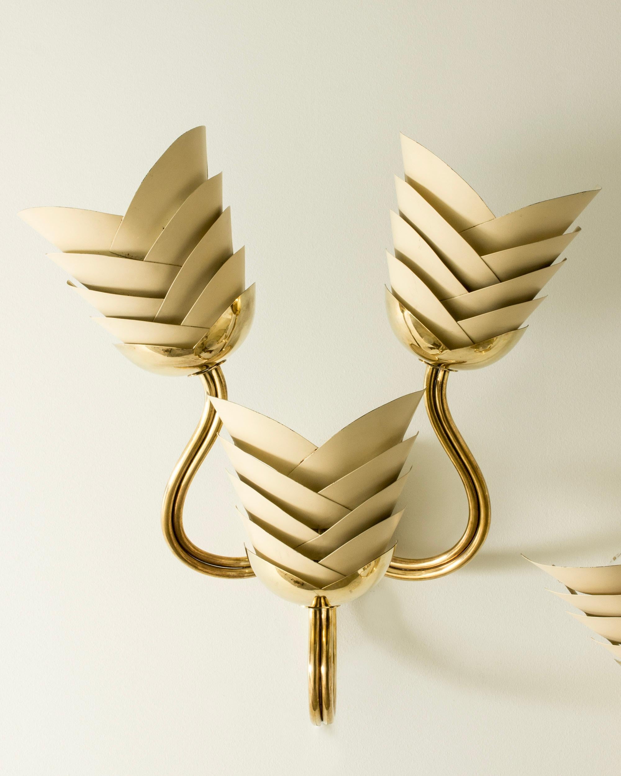 Mid-20th Century Swedish Modern Brass Wall lights, Sweden, 1940s For Sale