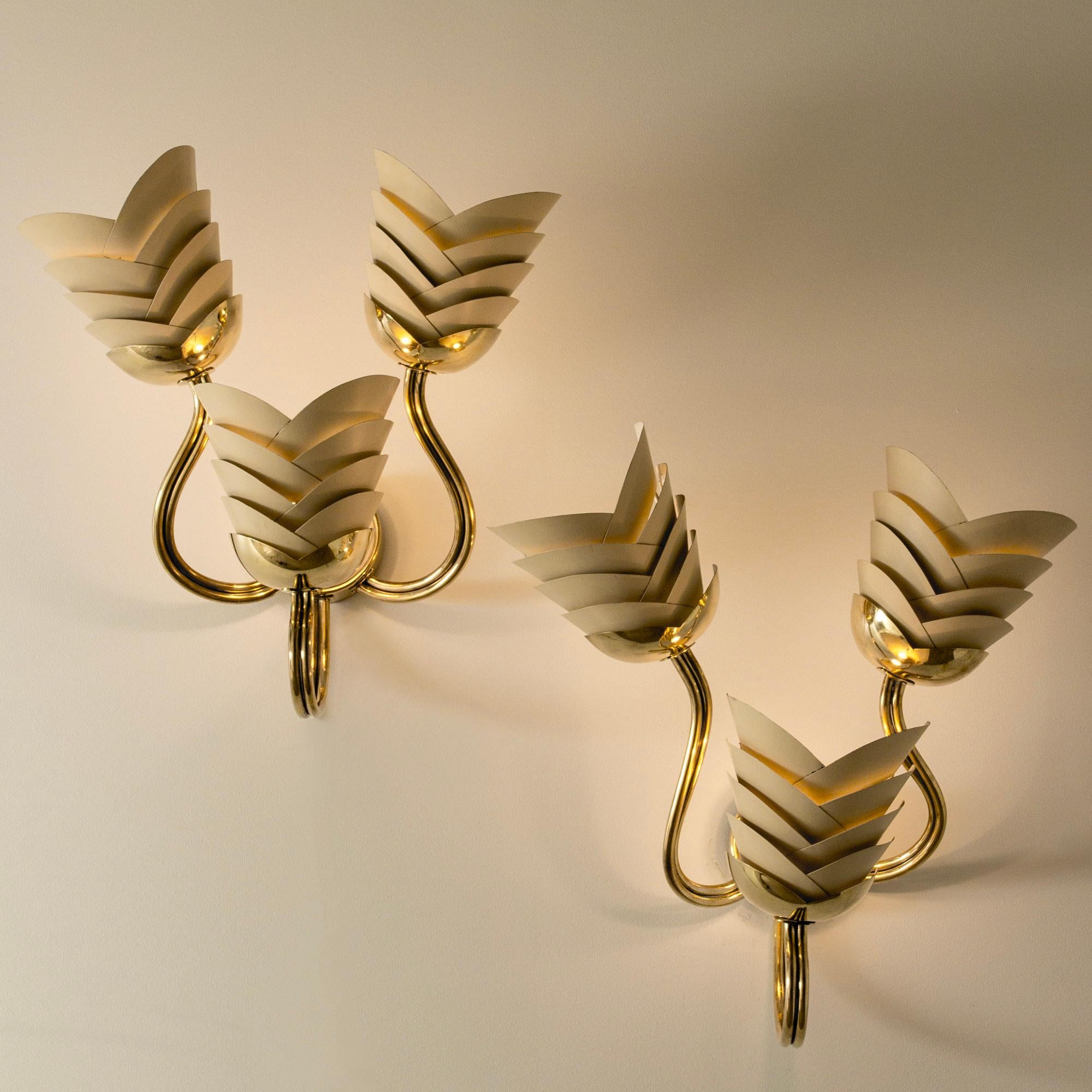 Swedish Modern Brass Wall lights, Sweden, 1940s For Sale 1