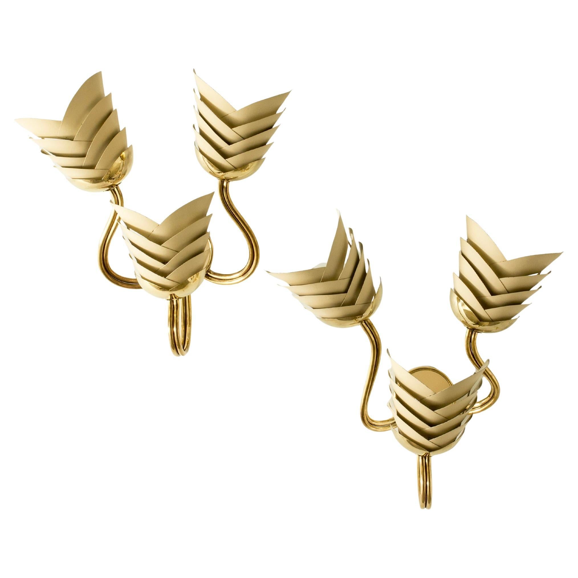Swedish Modern Brass Wall lights, Sweden, 1940s