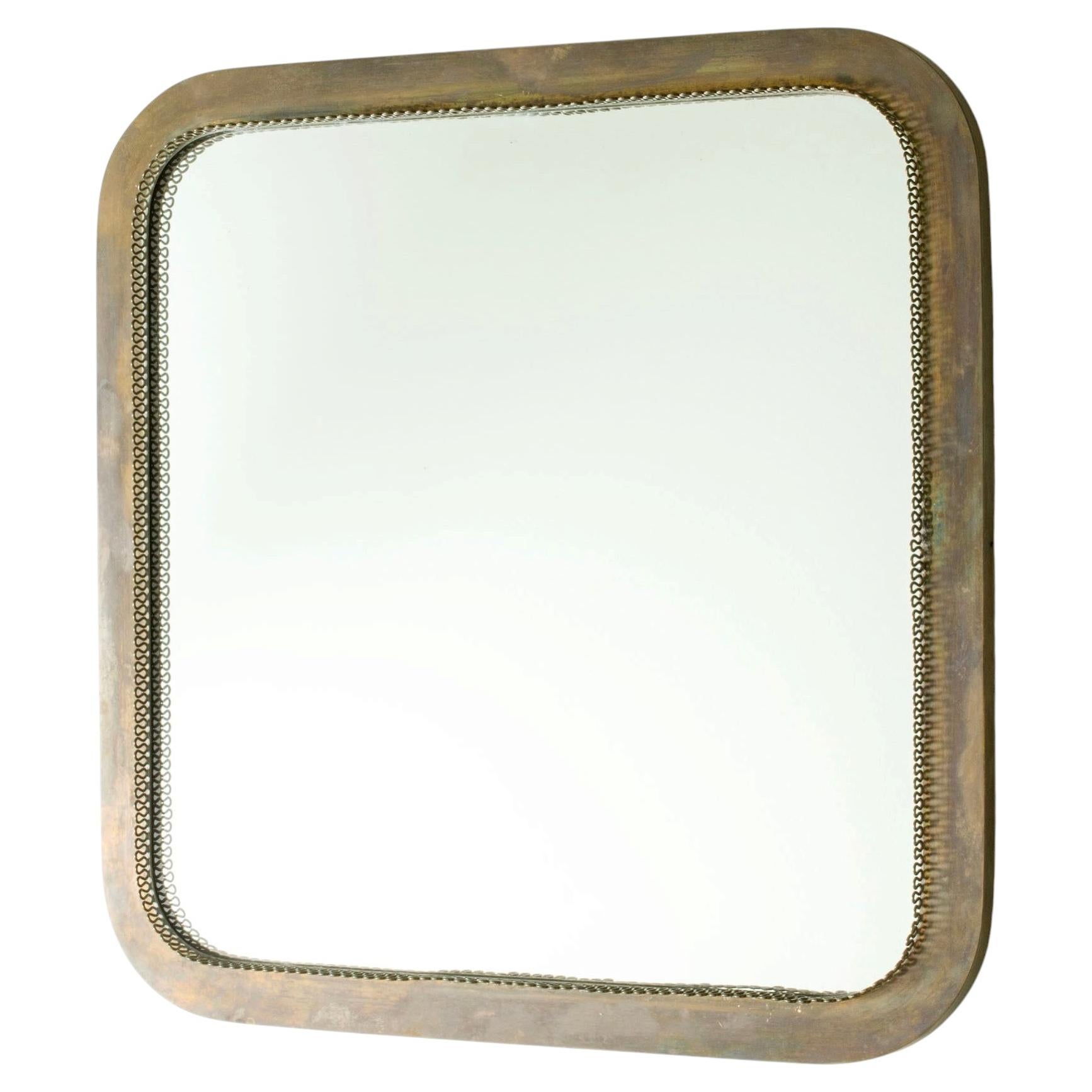 Swedish Modern Brass Wall Mirror, Estrid Ericson, Svenskt Tenn, Sweden, 1940s For Sale