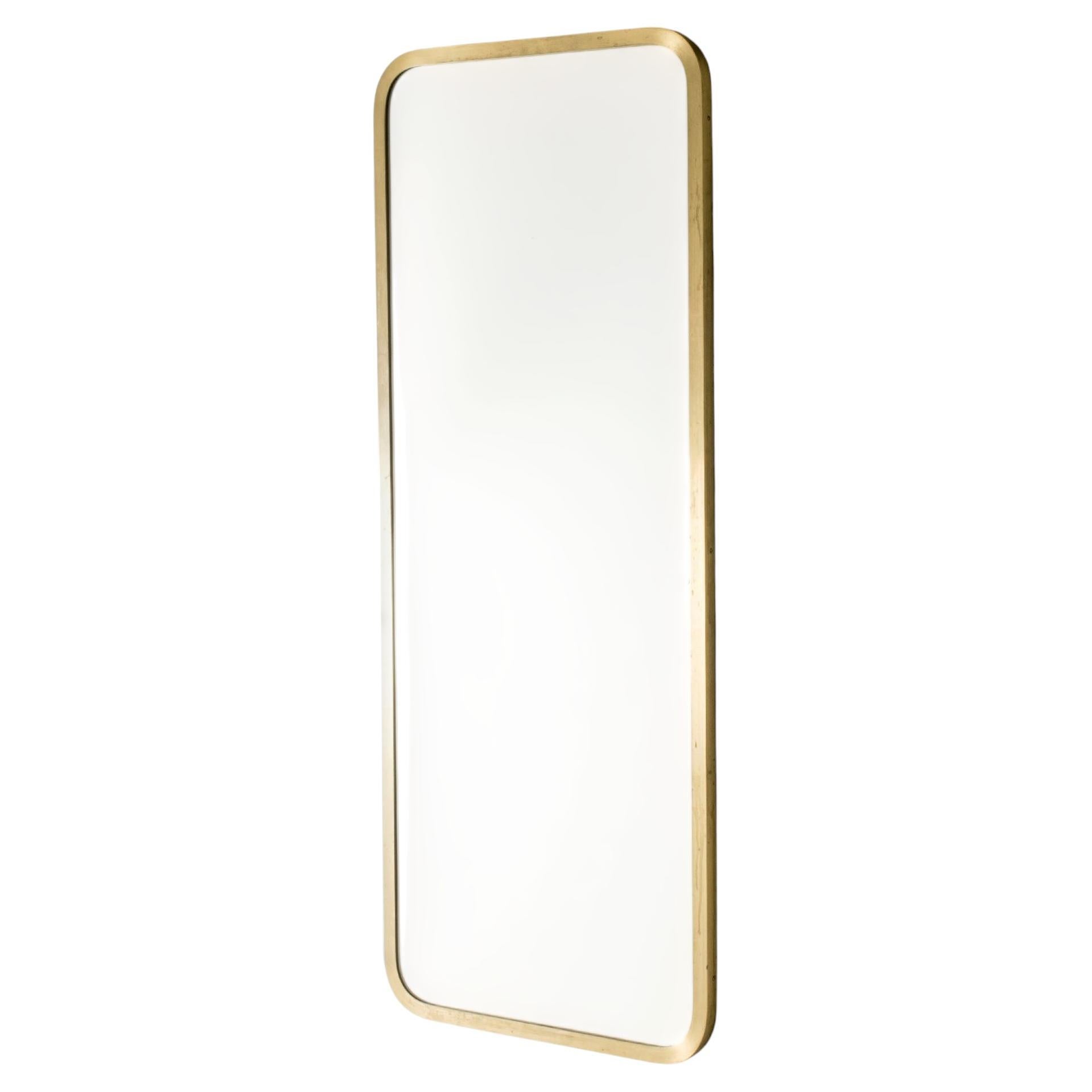 Swedish Modern Brass Wall Mirror, Nordiska Kompaniet, Sweden, 1940s
