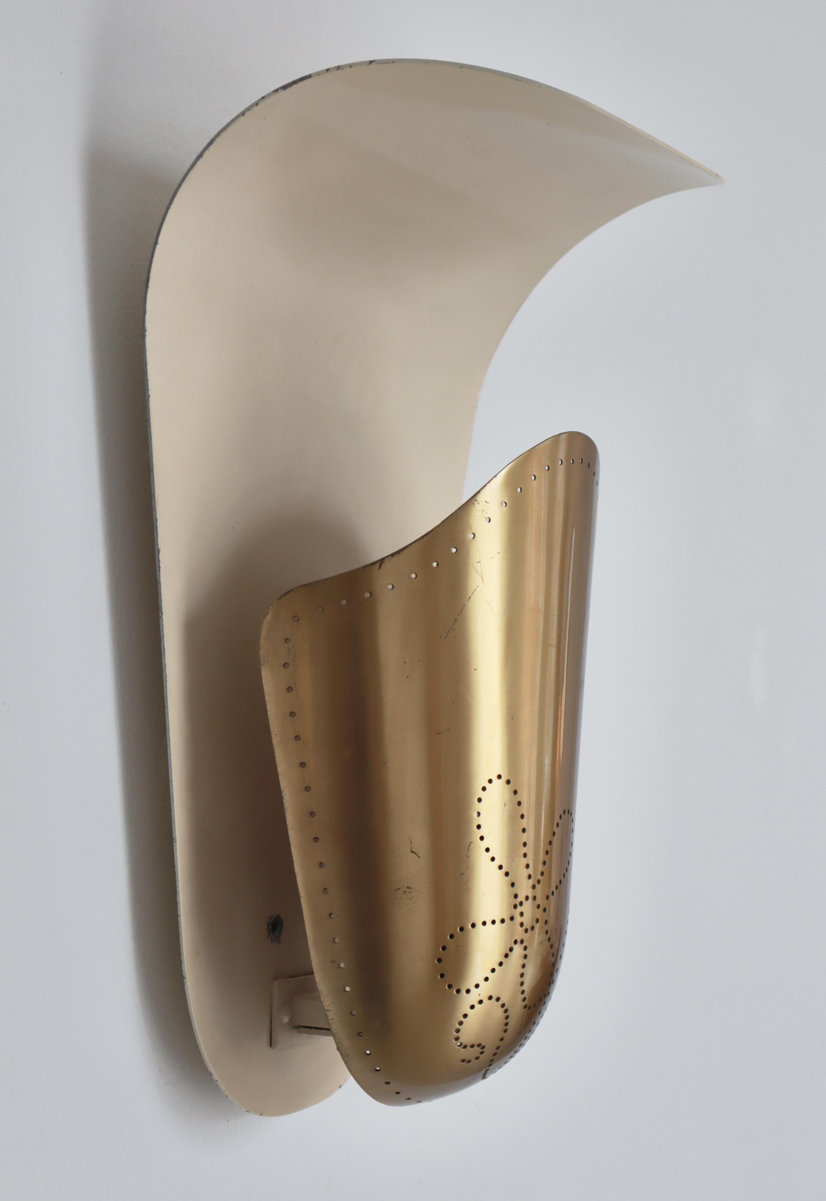 Swedish Modern Brass Wall Sconces by Harald Notini for Böhlmarks, 1940s 6