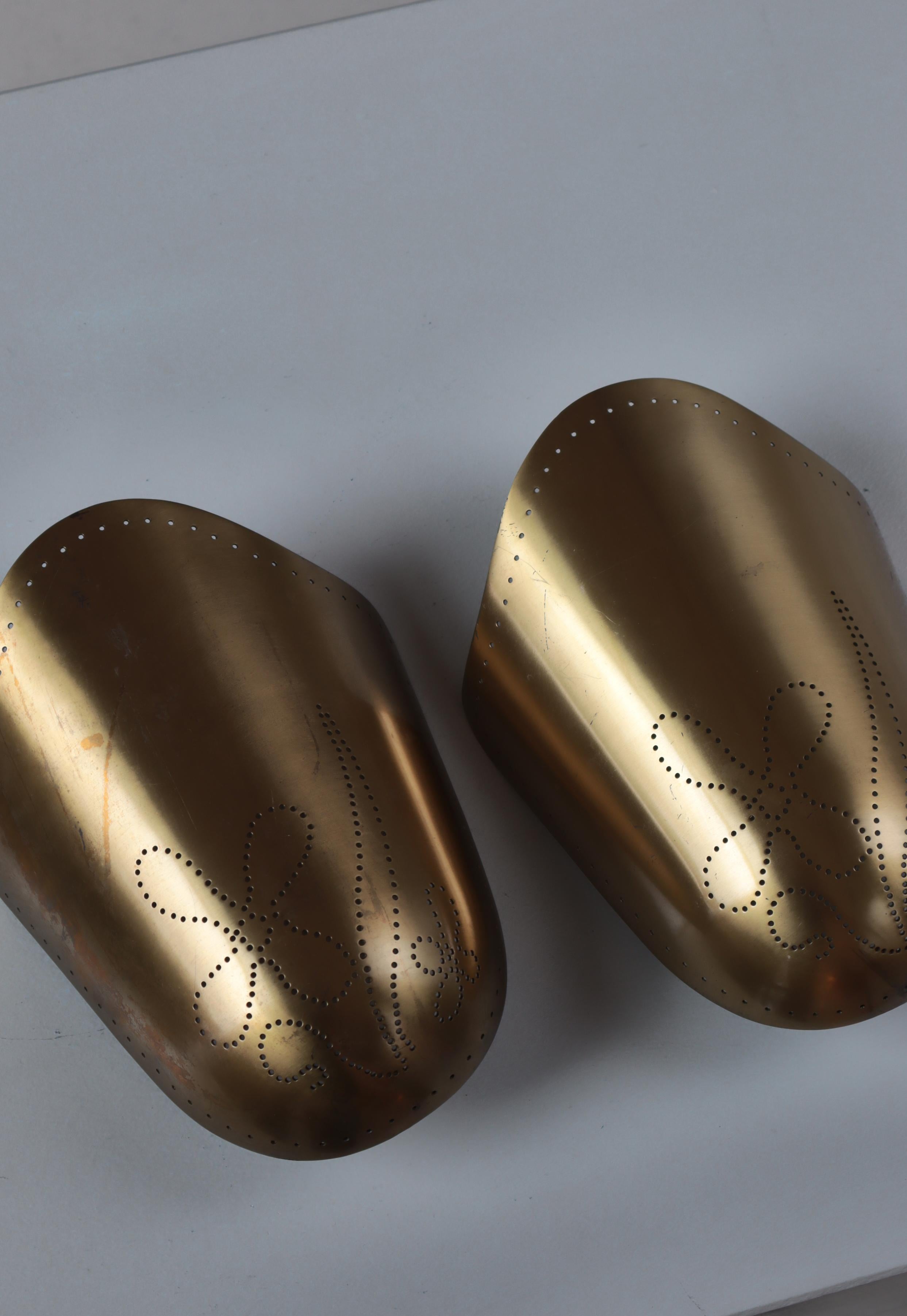 Swedish Modern Brass Wall Sconces by Harald Notini for Böhlmarks, 1940s 11