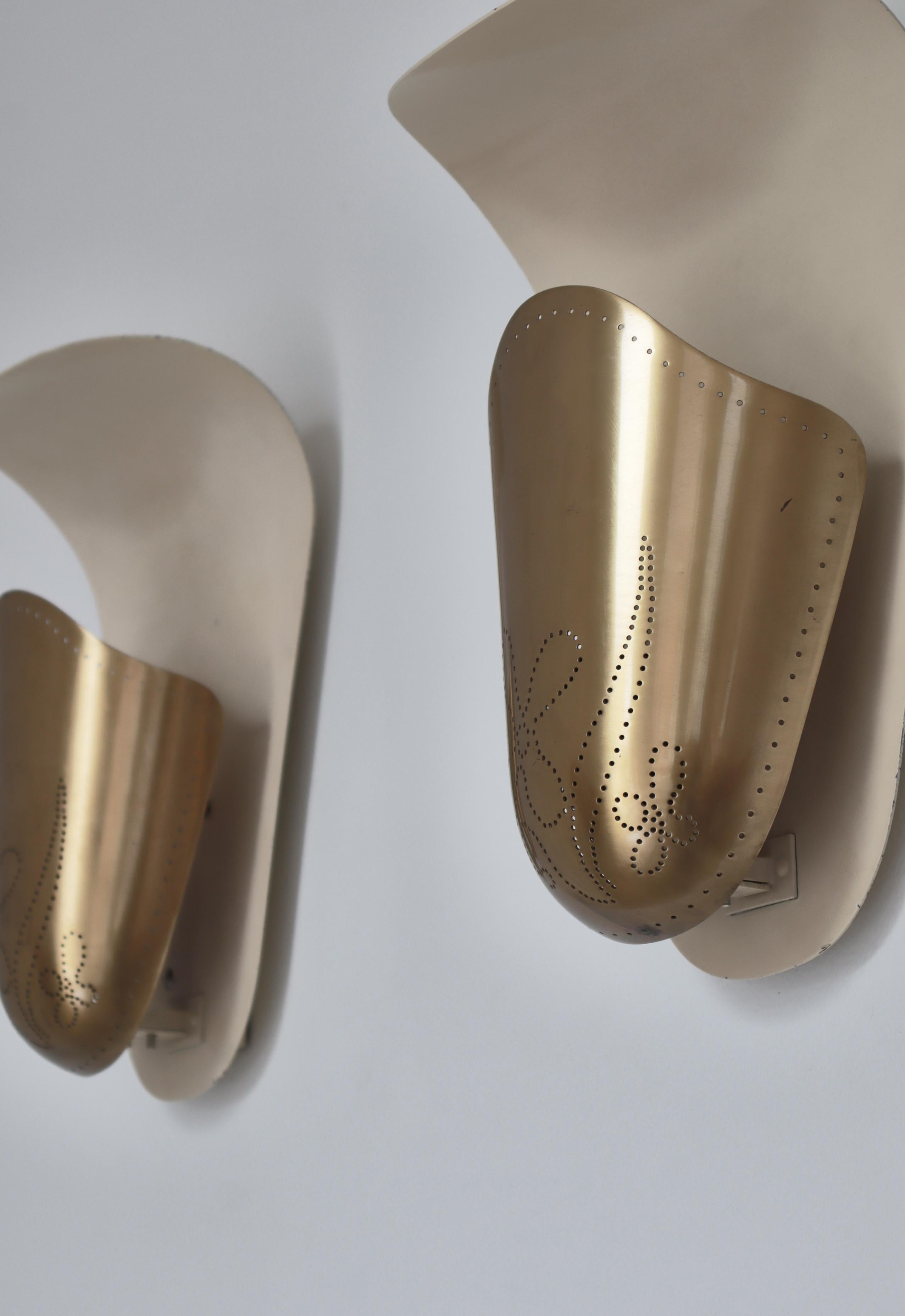 Scandinavian Modern Swedish Modern Brass Wall Sconces by Harald Notini for Böhlmarks, 1940s