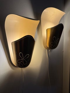 Swedish Modern Brass Wall Sconces by Harald Notini for Böhlmarks, 1950s