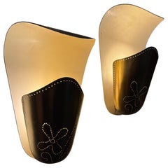 Swedish Modern Brass Wall Sconces by Harald Notini for Böhlmarks, 1950s