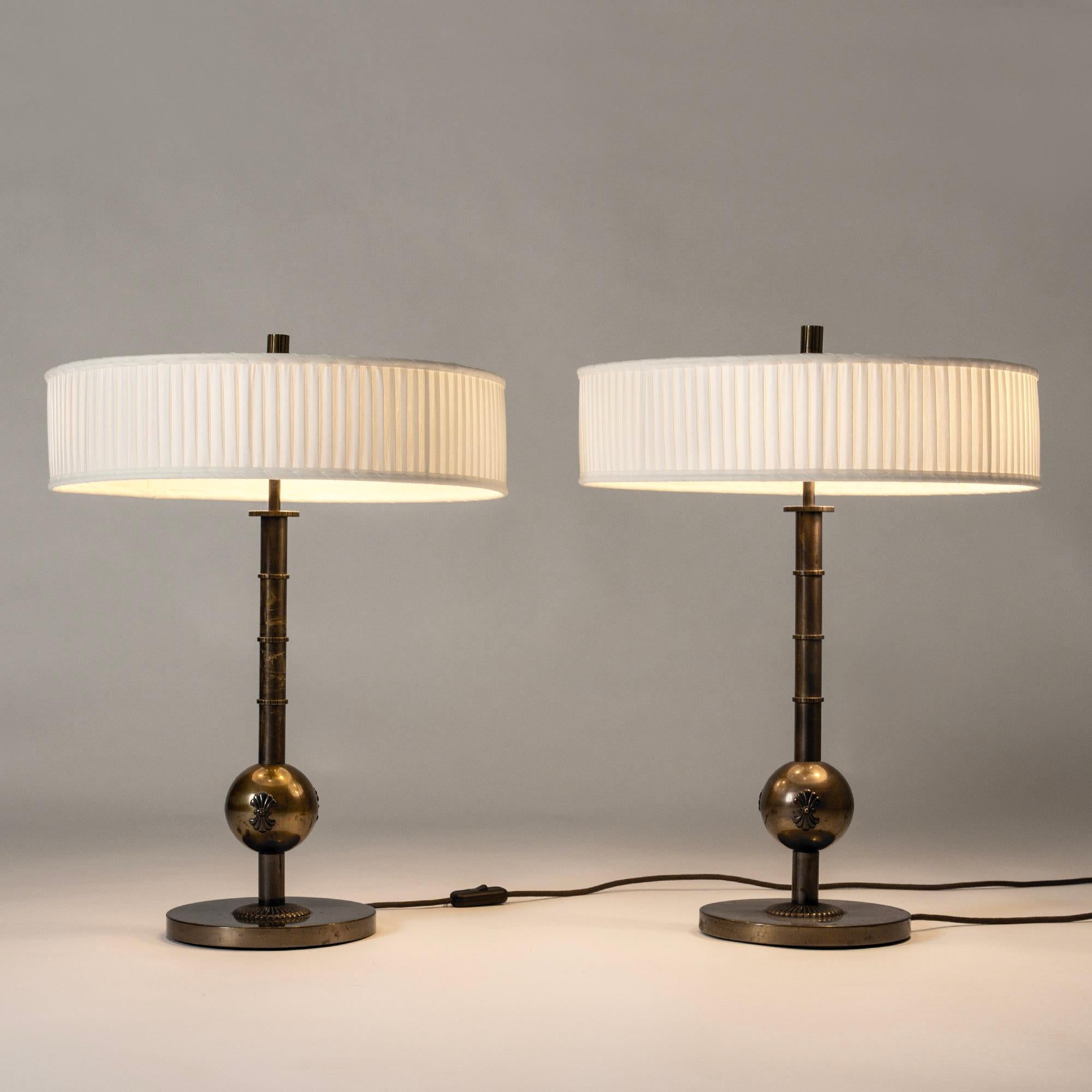 Swedish Modern Bronze Table Lamps from Böhlmarks, Sweden, 1930s at 1stDibs