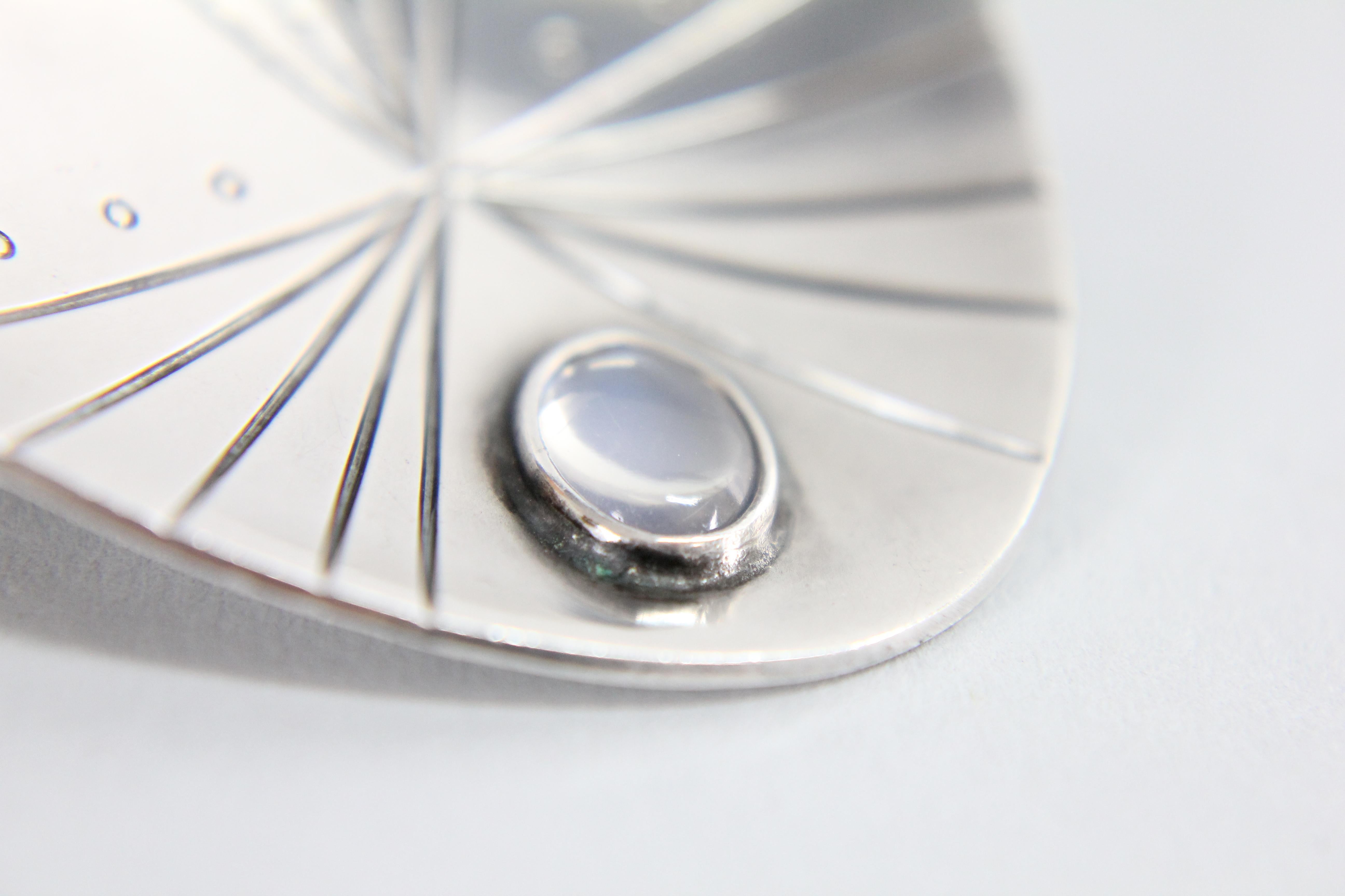 Cabochon Swedish Modern Brooch by Stigbert in Sterling Silver