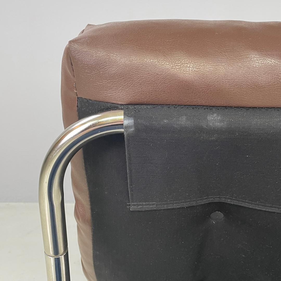 Swedish modern brown faux leather armchairs Pixi Gillis Lundgren for Ikea, 1970s 4