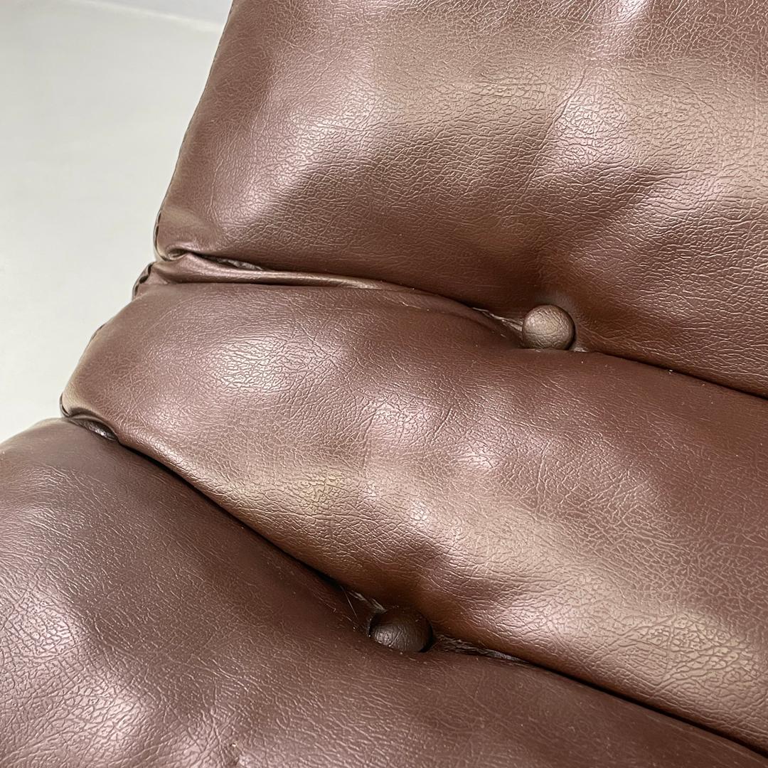 Swedish modern brown faux leather armchairs Pixi Gillis Lundgren for Ikea, 1970s 9