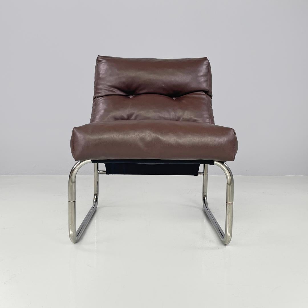 Modern Swedish modern brown faux leather armchairs Pixi Gillis Lundgren for Ikea, 1970s