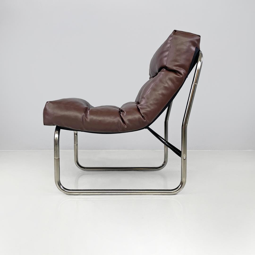 Late 20th Century Swedish modern brown faux leather armchairs Pixi Gillis Lundgren for Ikea, 1970s