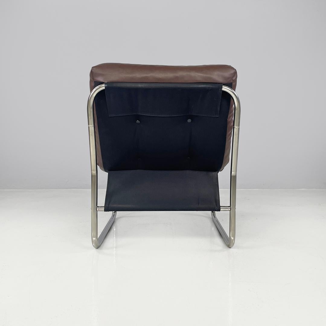 Swedish modern brown faux leather armchairs Pixi Gillis Lundgren for Ikea, 1970s 1