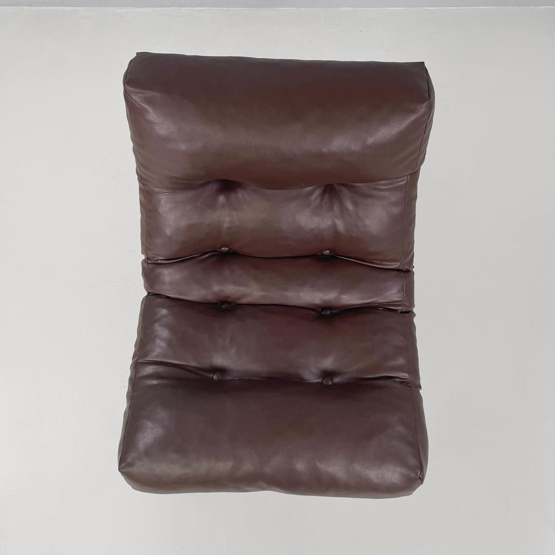 Swedish modern brown faux leather armchairs Pixi Gillis Lundgren for Ikea, 1970s 2