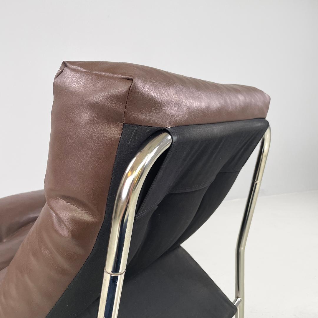 Swedish modern brown faux leather armchairs Pixi Gillis Lundgren for Ikea, 1970s 3