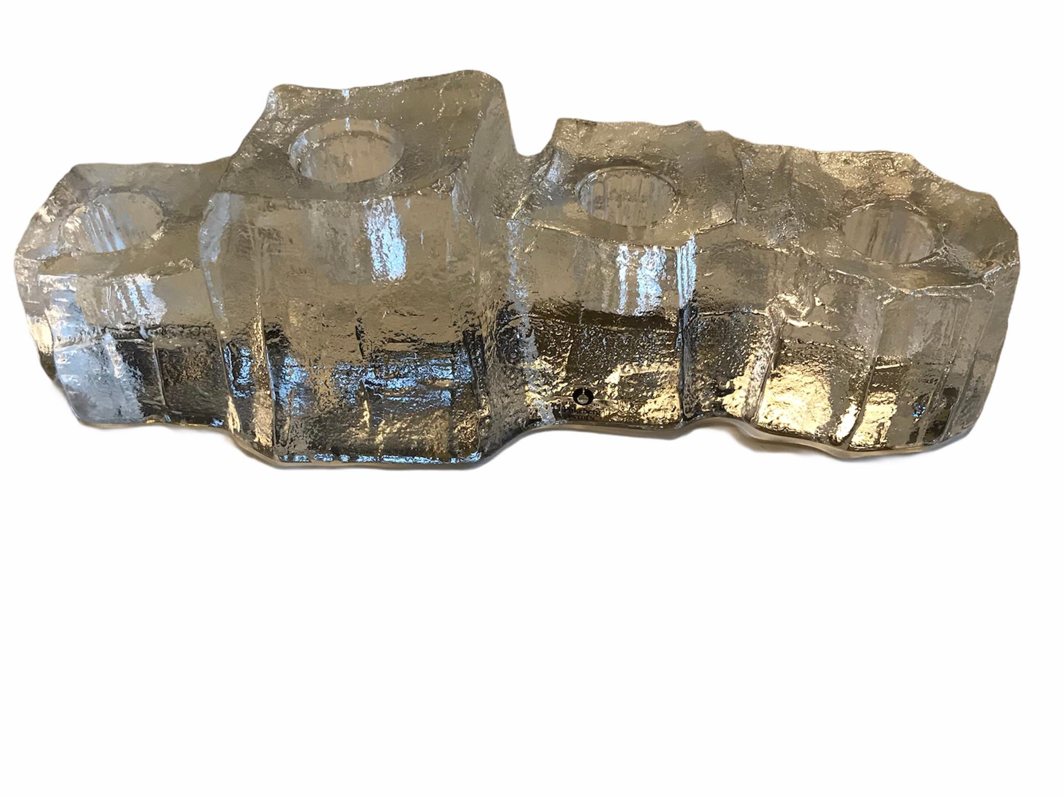 Swedish Modern Brutalist Lead Crystal 4 Candleholder Uno Westerberg Pukeberg 8